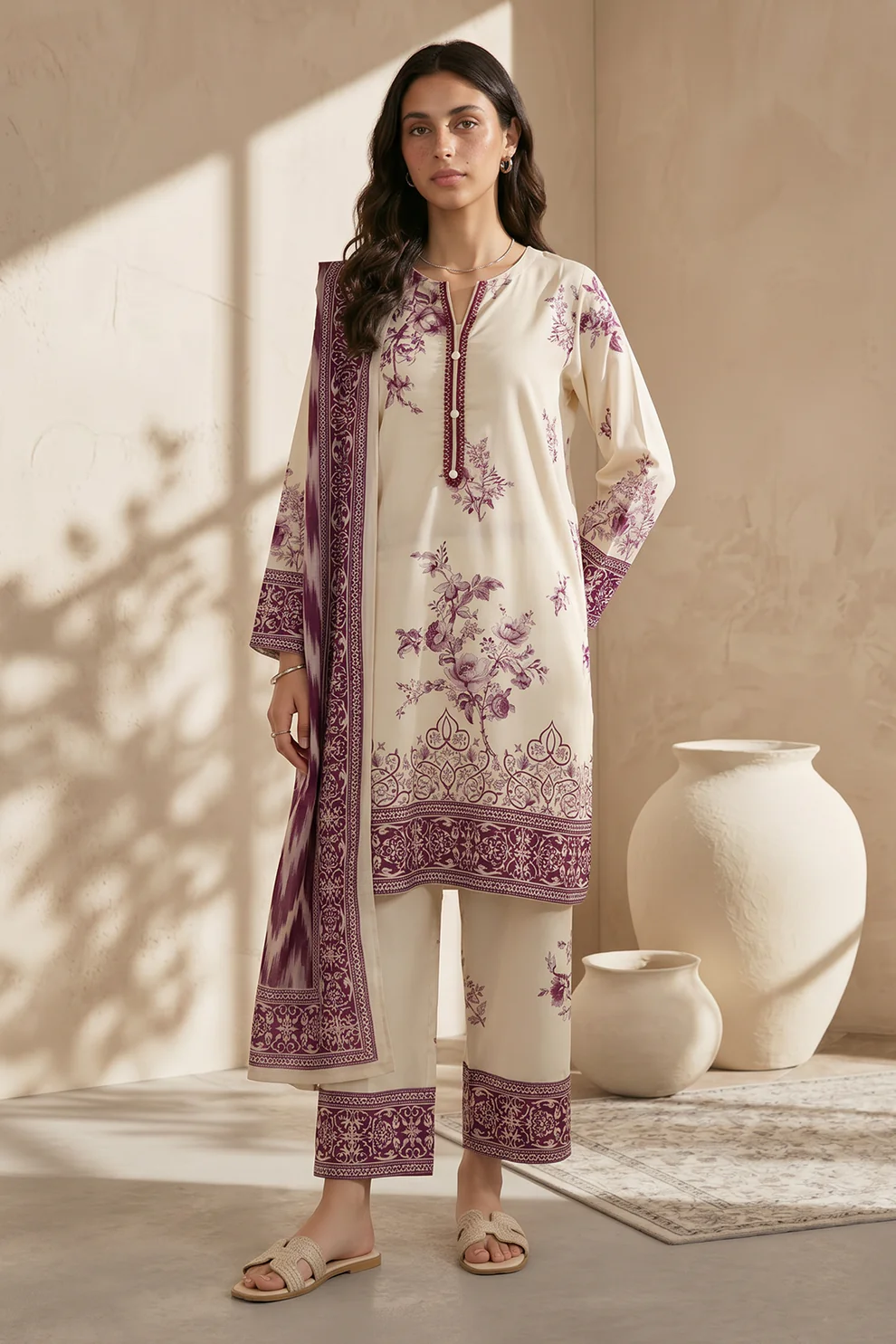 Women Stitched 3 Piece Embroidered Suit – WST-004