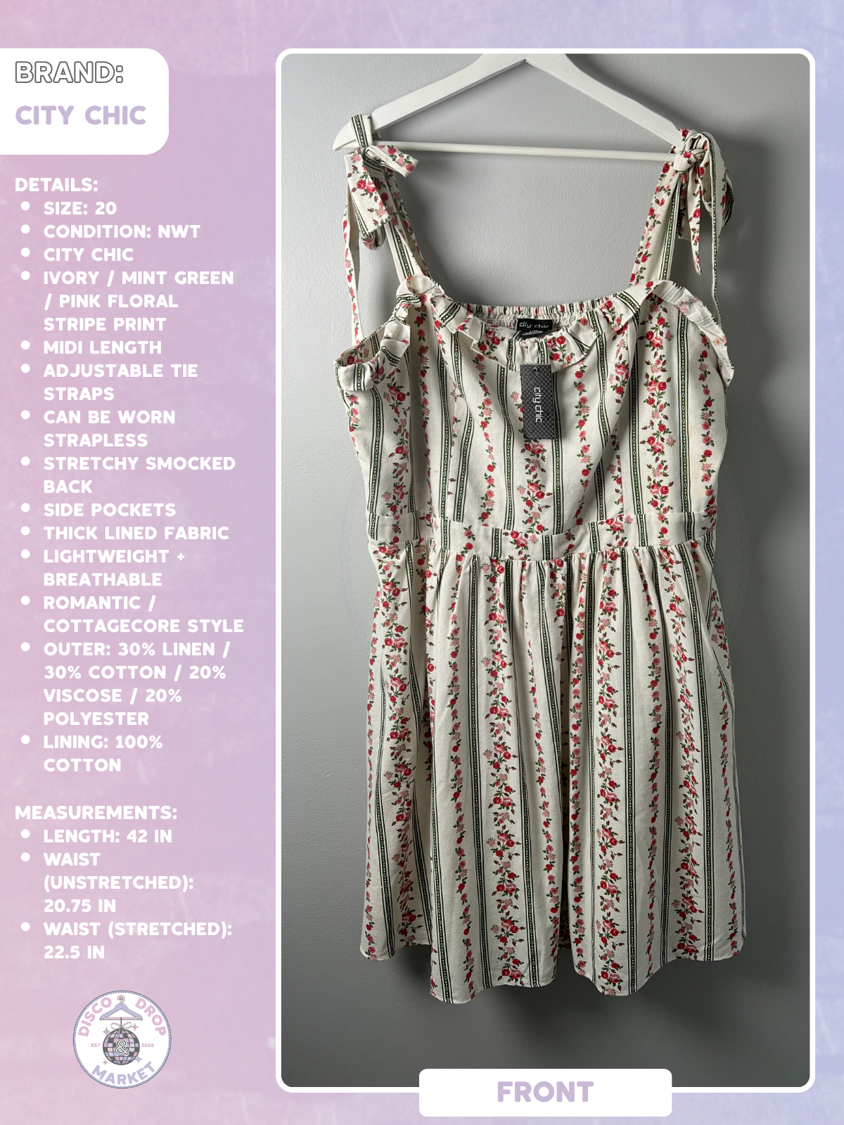 Floral Picnic Dress | City Chic Size 20 NWT