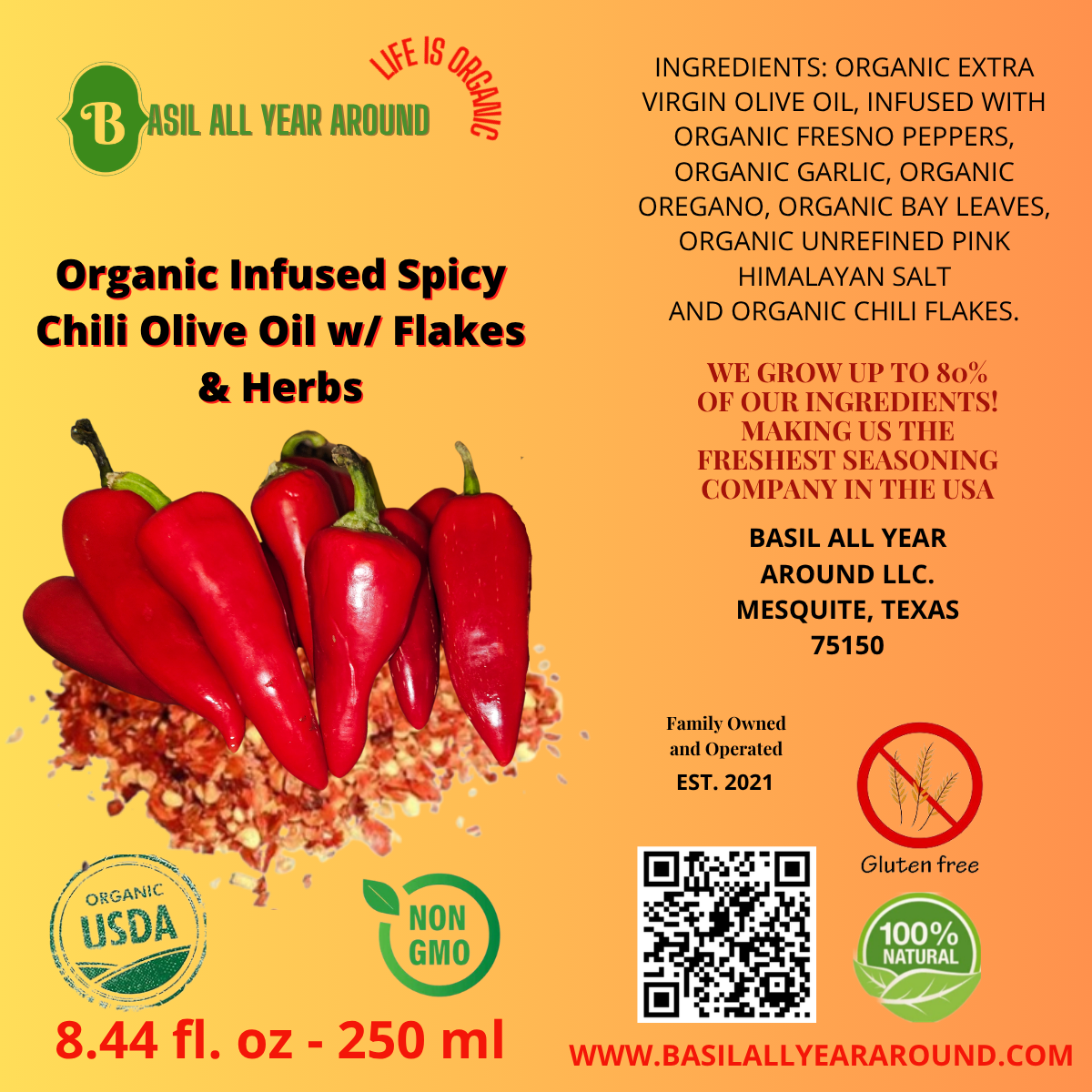 Organic Infused Spicy Chili Olive Oil