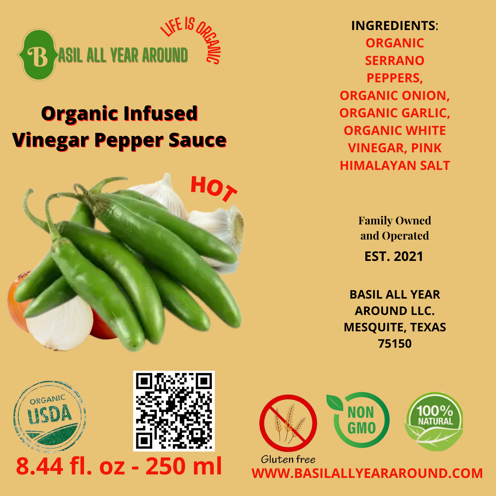 Organic Infused Vinegar Pepper Sauce