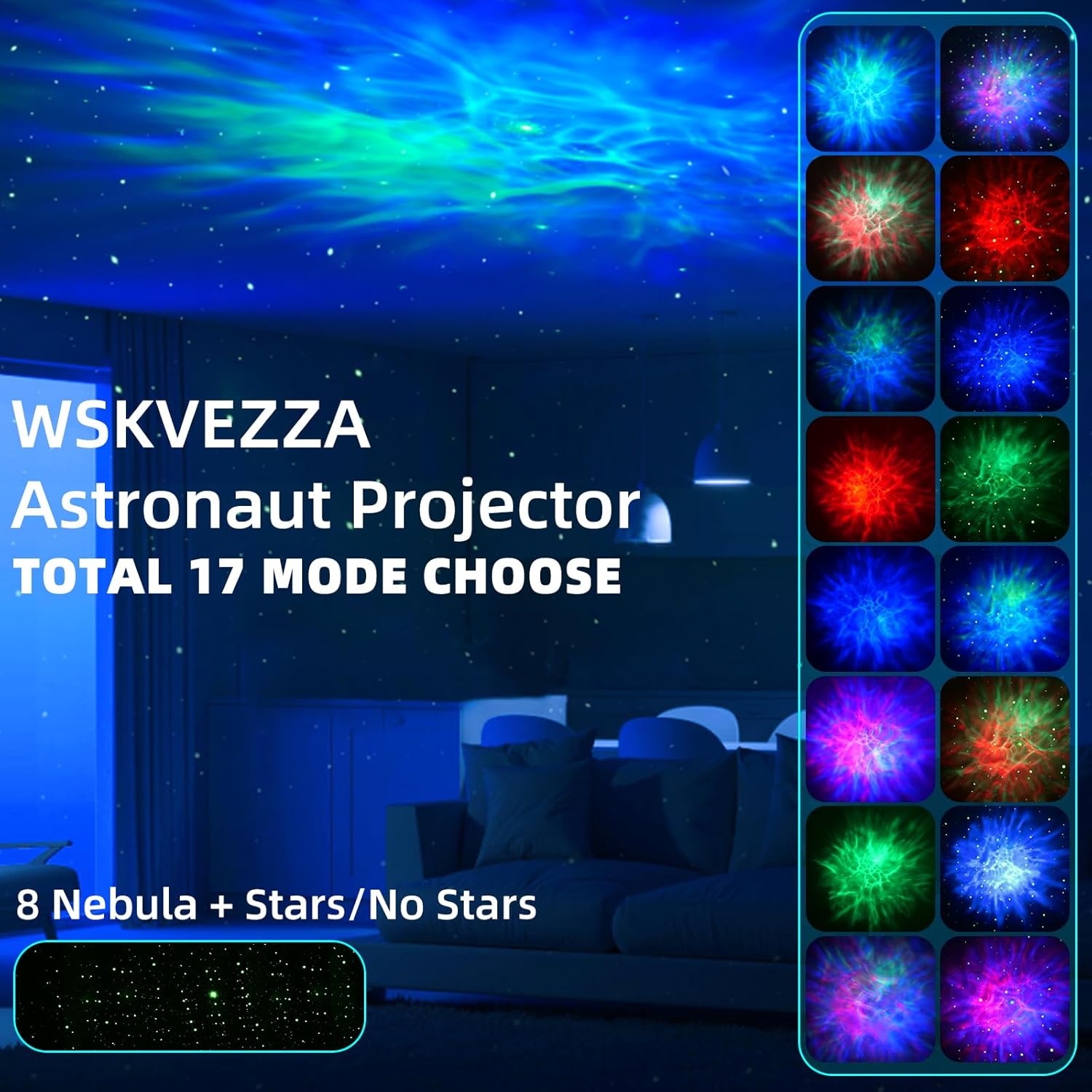 Round astronaut starry sky projection lamp