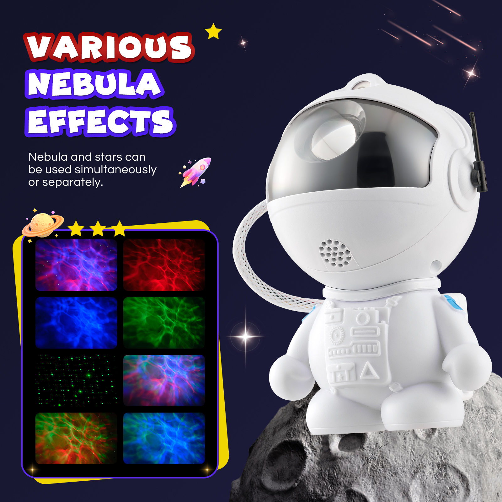 Round astronaut starry sky projection lamp