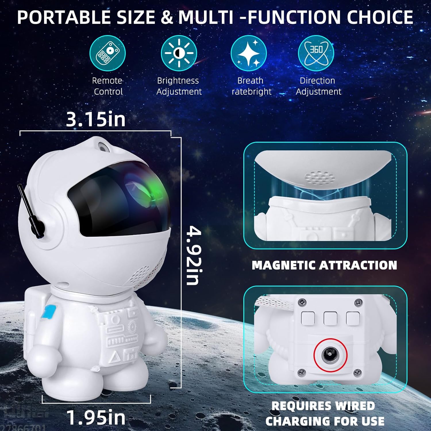 Round astronaut starry sky projection lamp