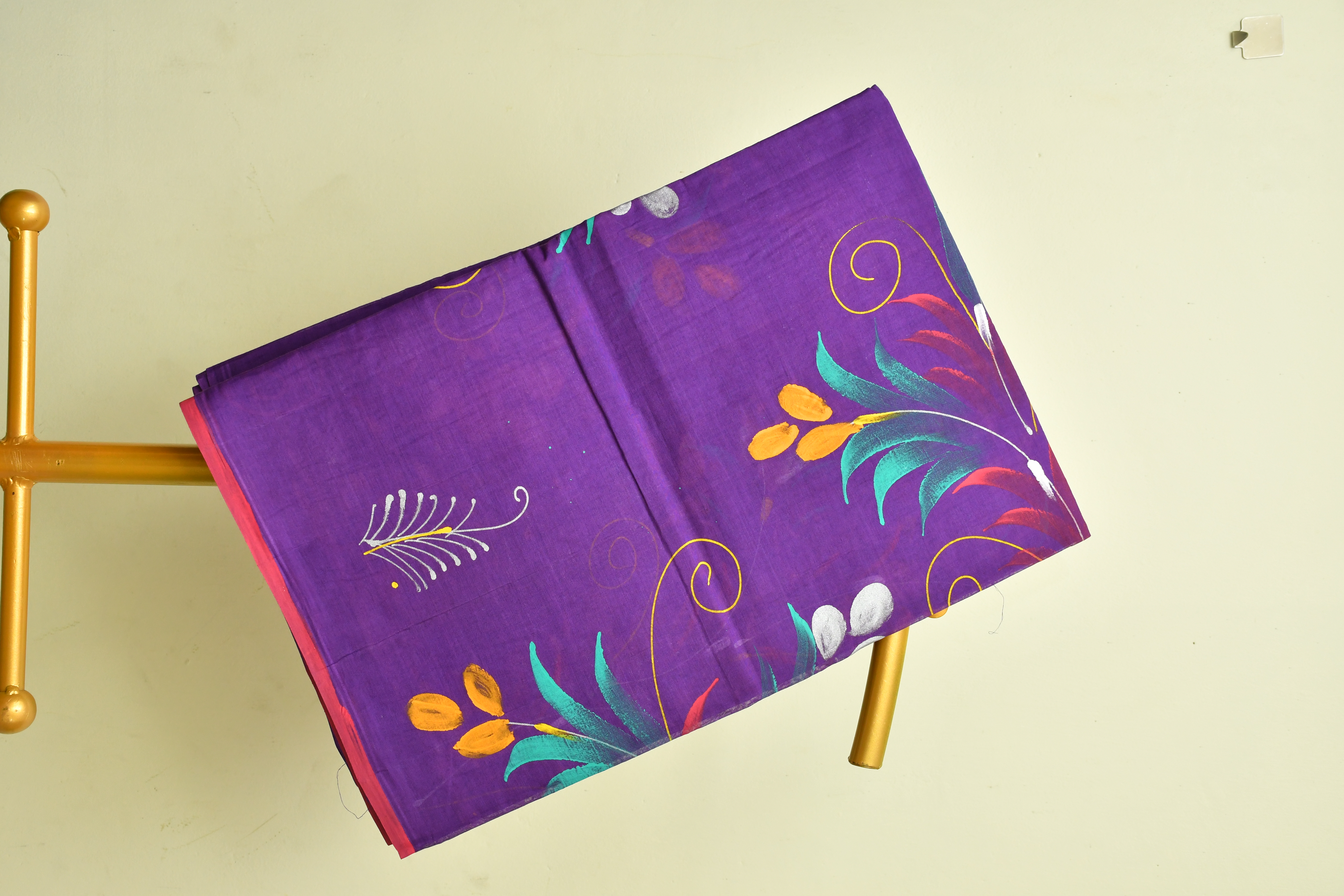 Purple Floral printed cotton Saree