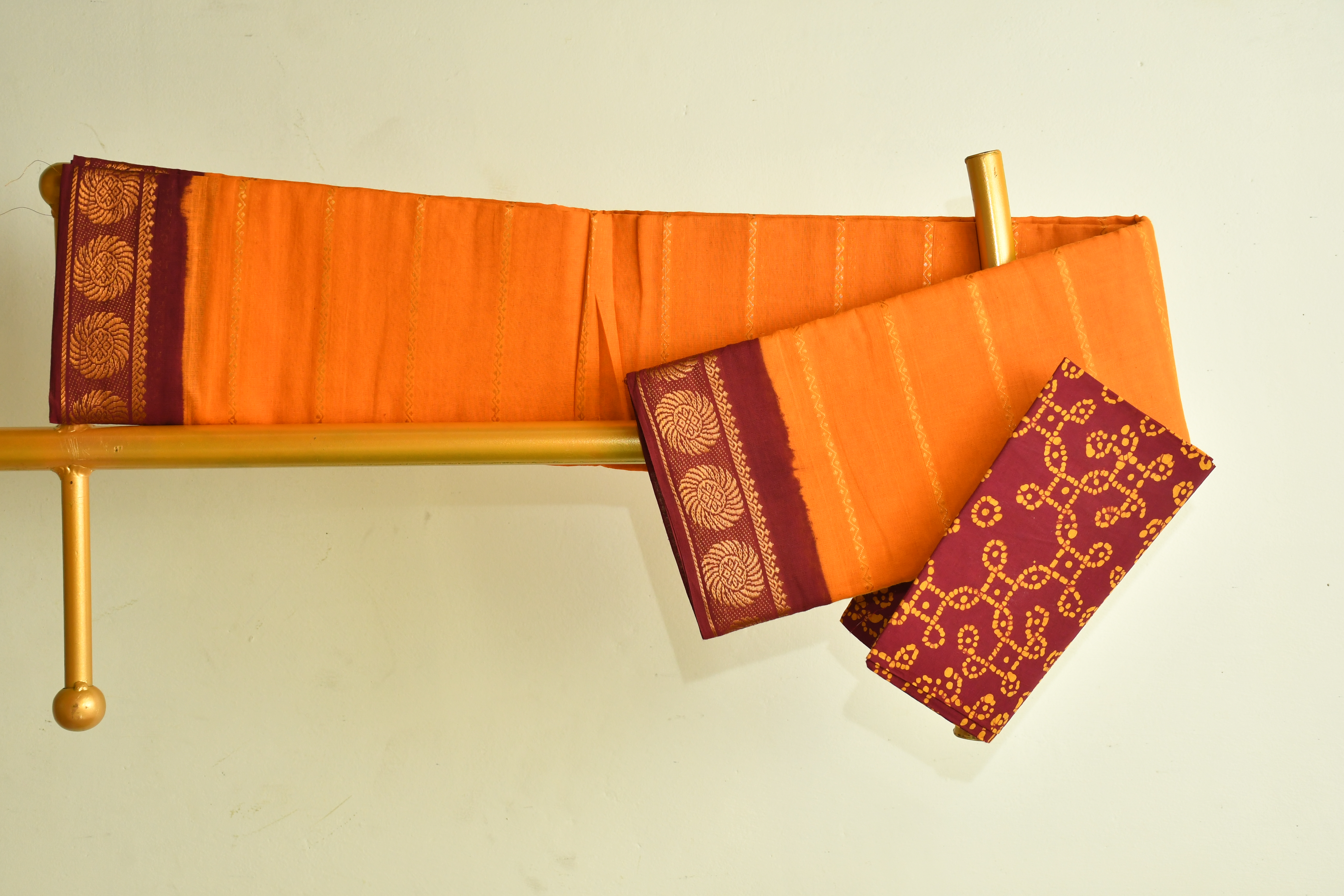 Traditional Orange Sungudi Saree