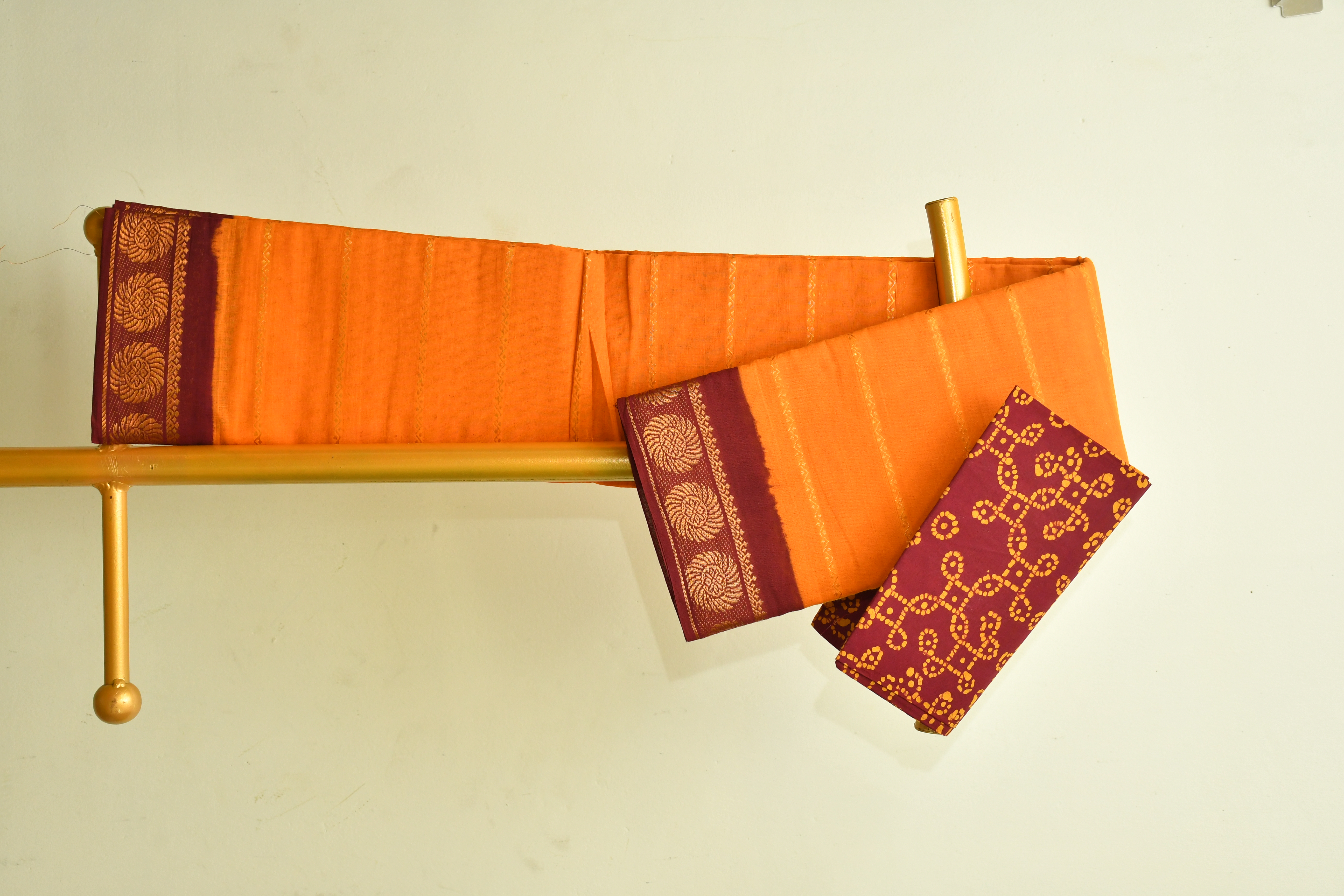 Traditional Orange Sungudi Saree