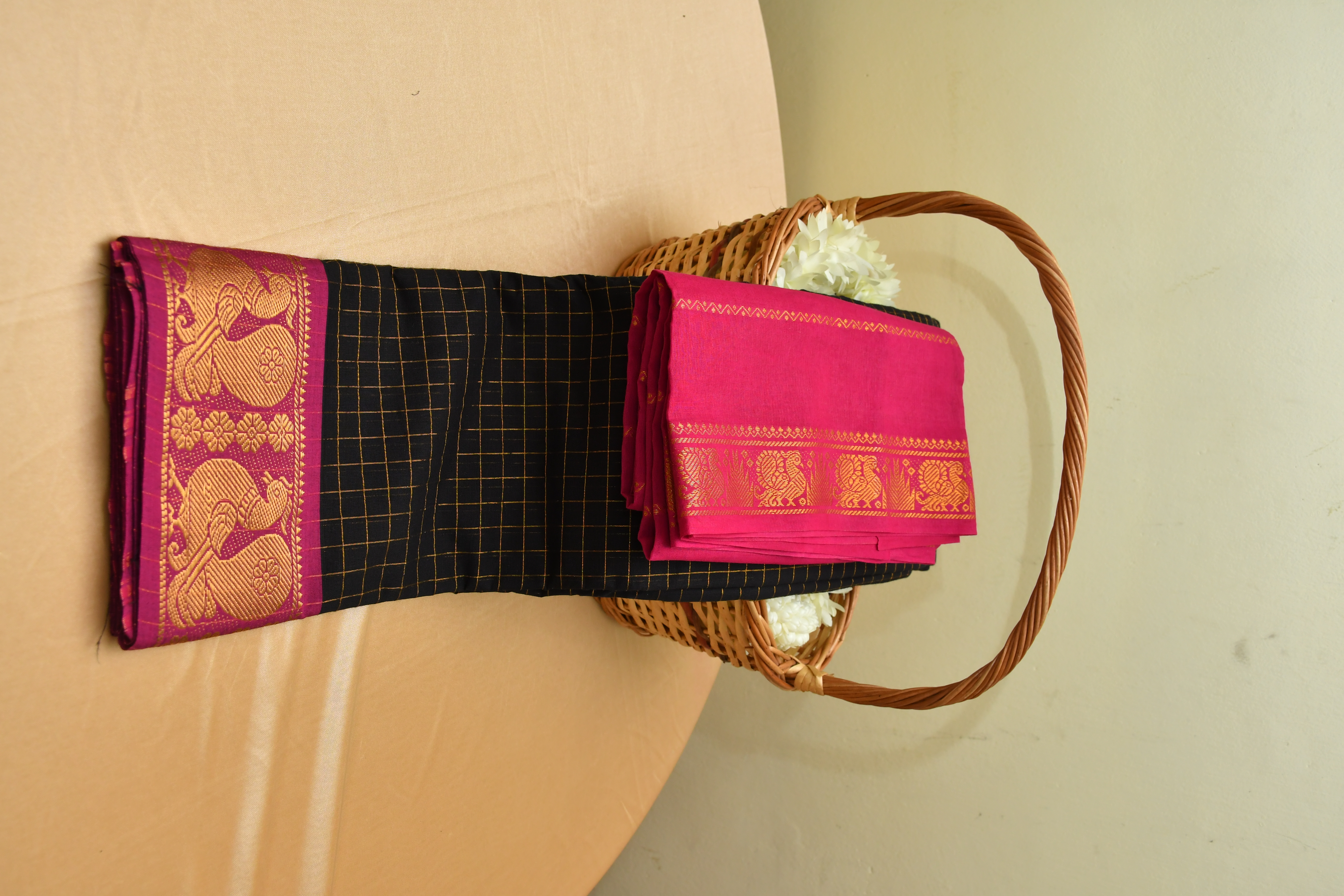 Elegant Black Sungudi Saree