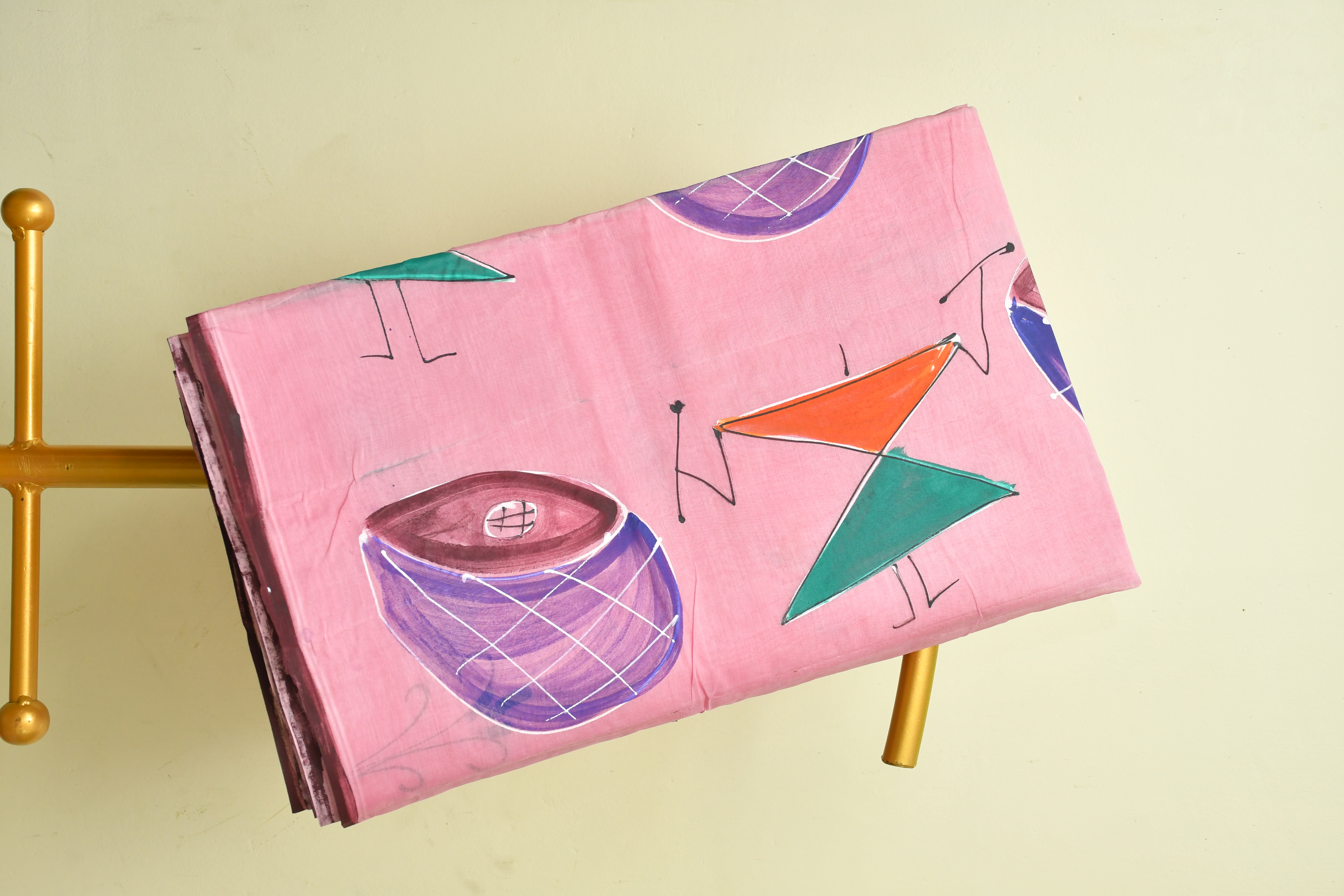 Pink Geometric Cotton Saree
