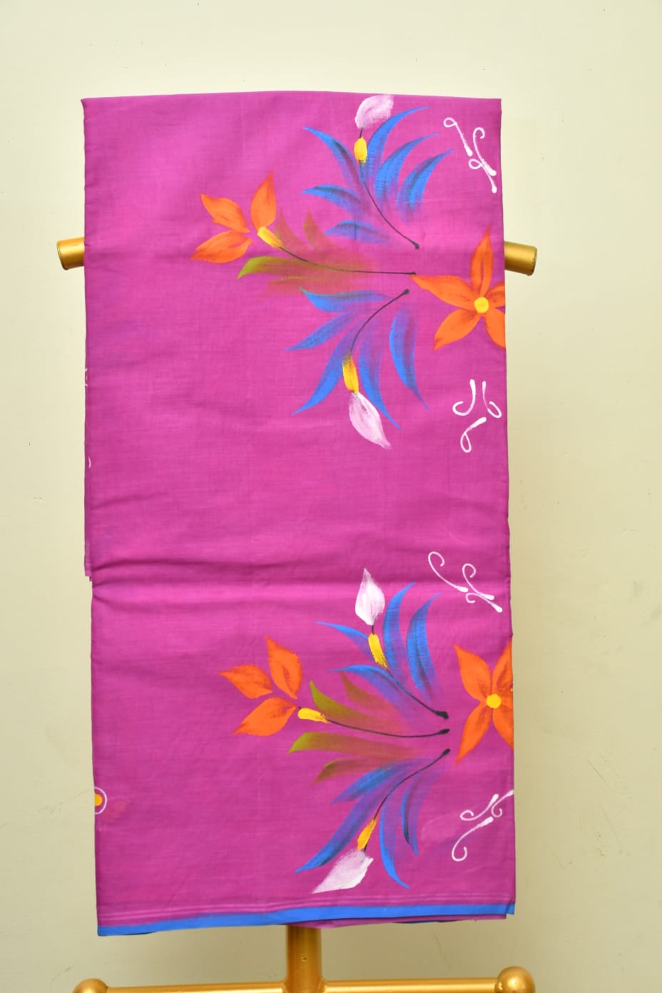Pink Floral Printed Cotton Saree 