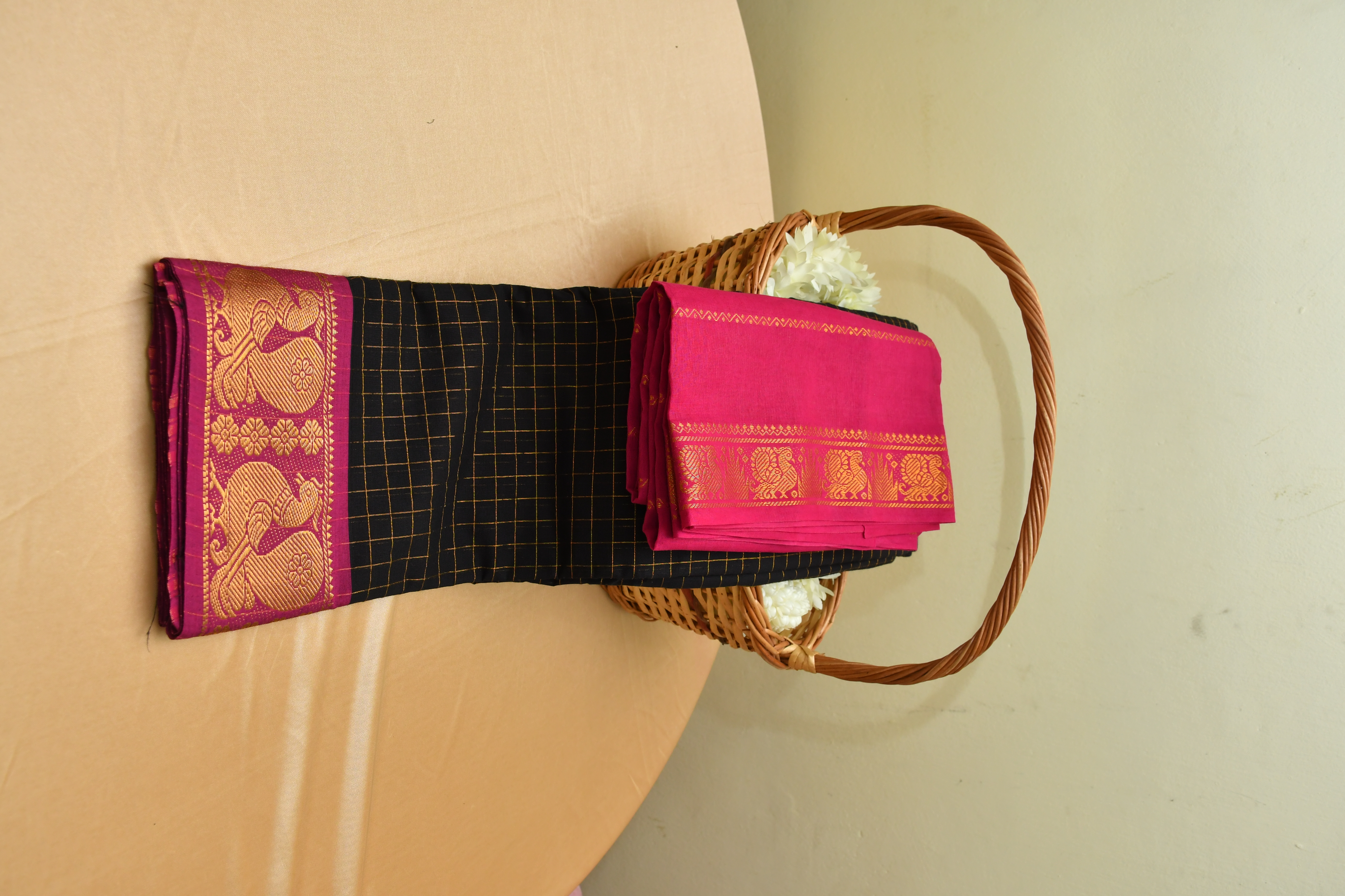 Elegant Black Sungudi Saree