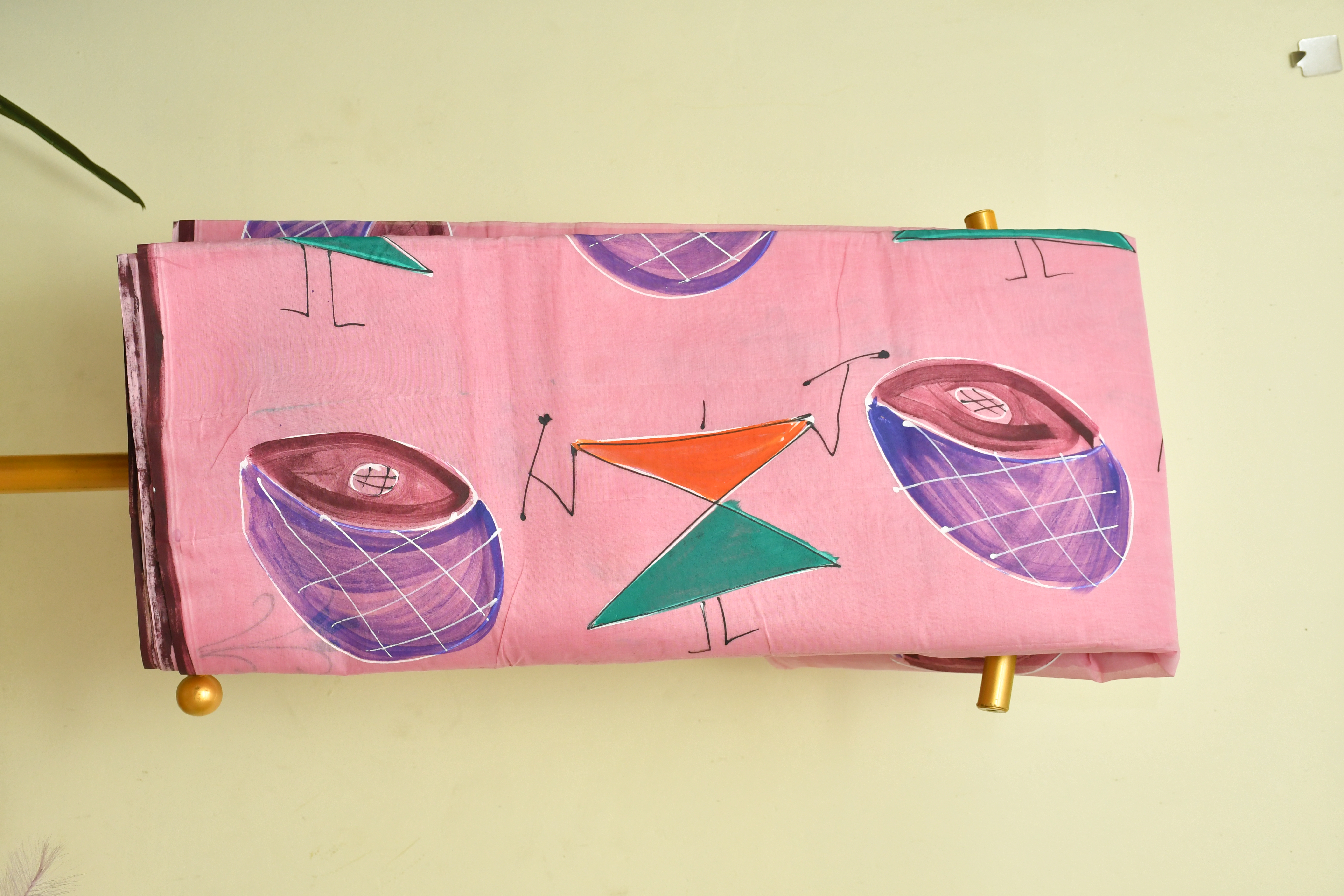 Pink Geometric Cotton Saree