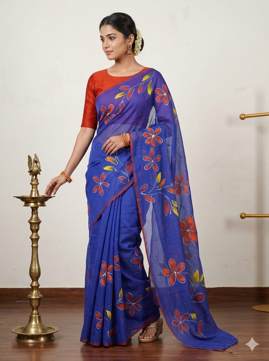 Blue Floral Saree