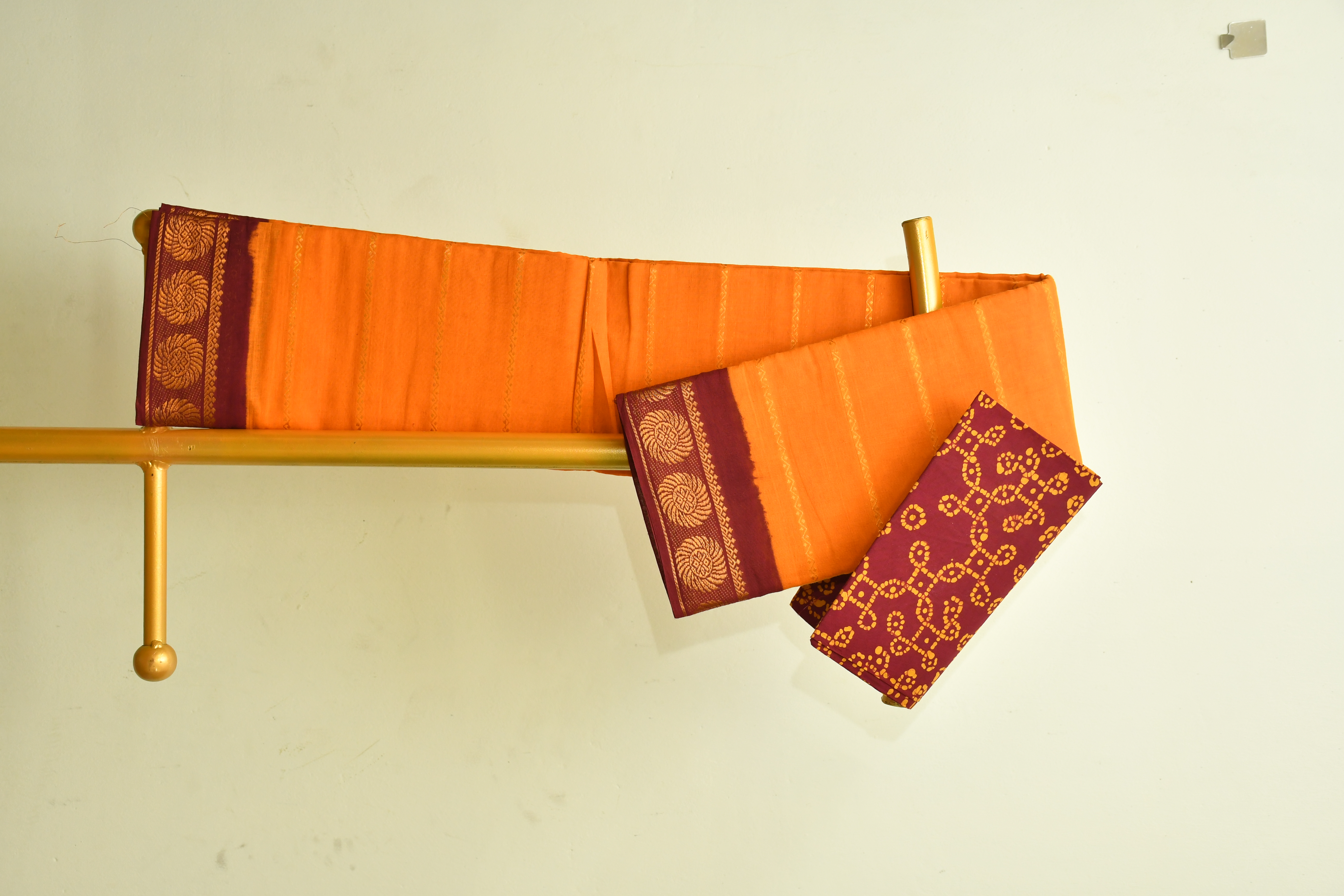 Traditional Orange Sungudi Saree