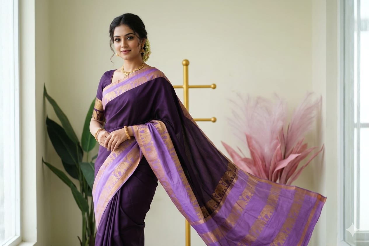 Purple Sungudi Saree