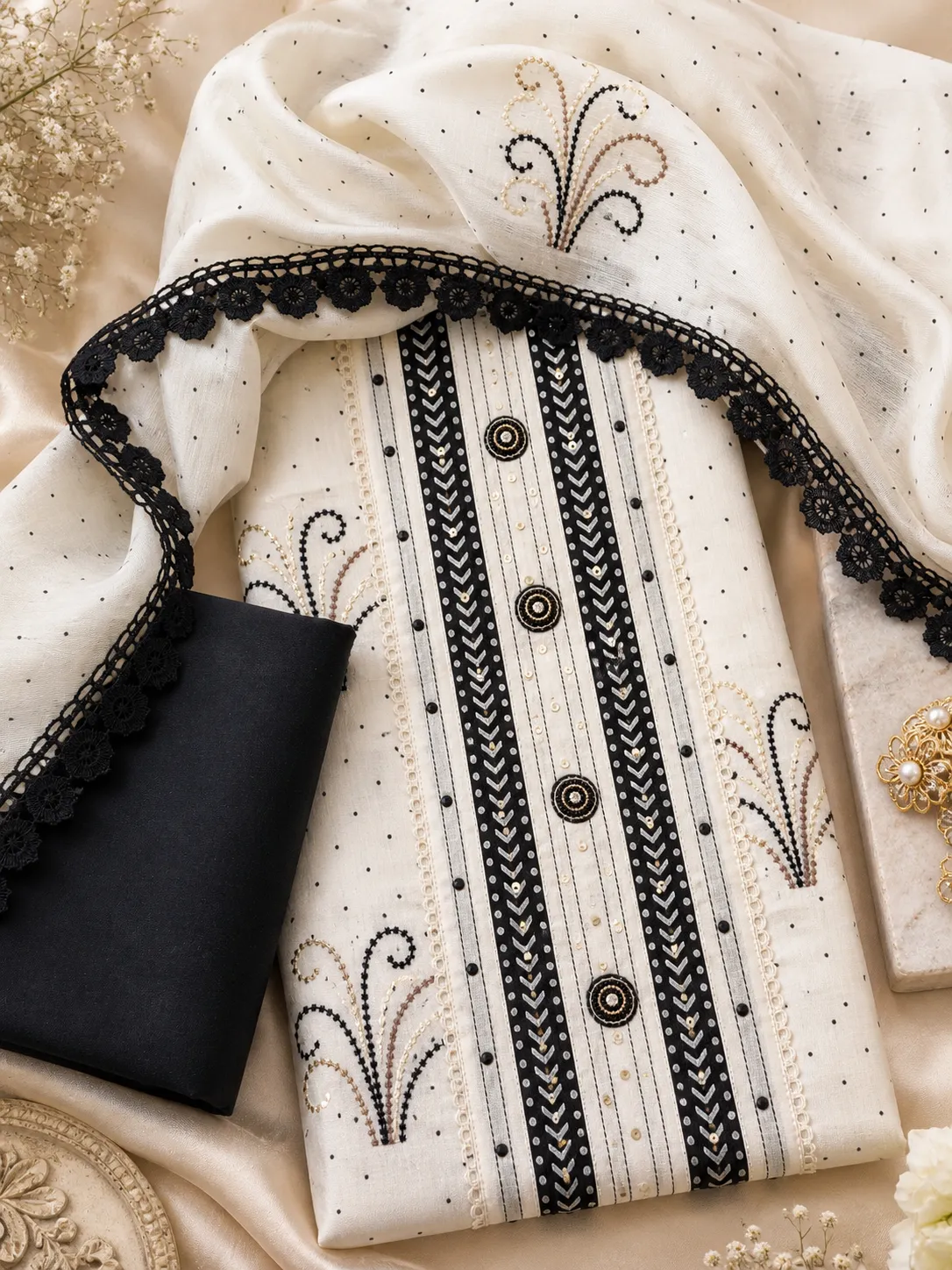Embroidered Pure Cotton Salwar Suit Set