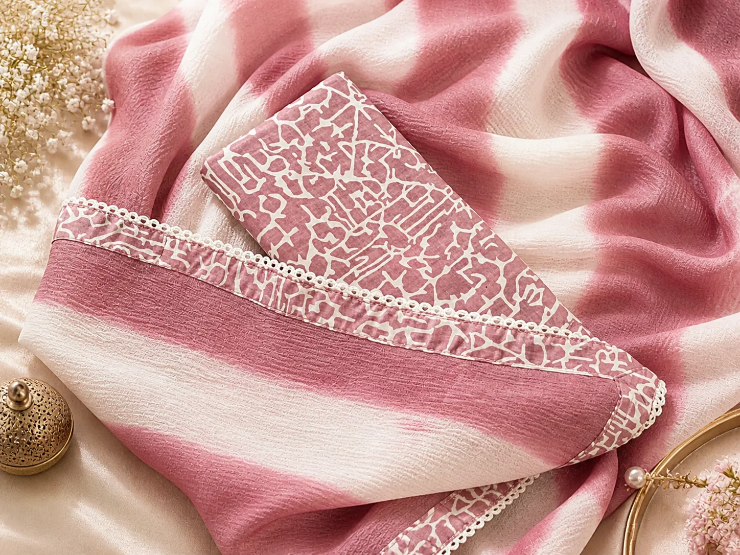Mauve Printed Pure Cotton Unstitched Suit Fabric