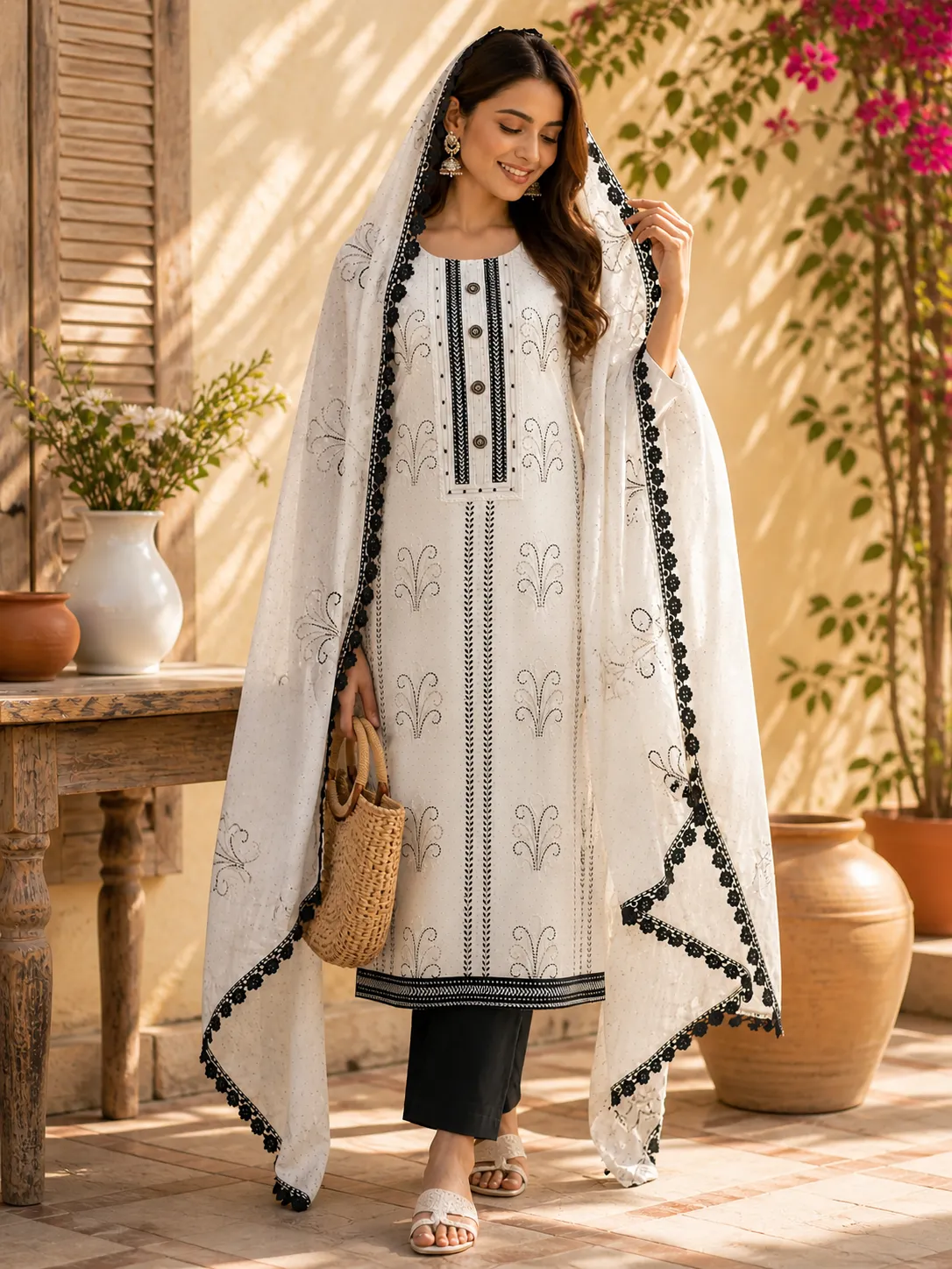 Embroidered Pure Cotton Salwar Suit Set