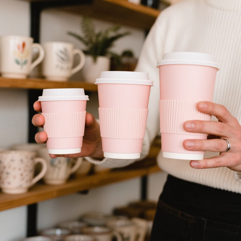 Pastel Pink Reusable Coffee Cup Set