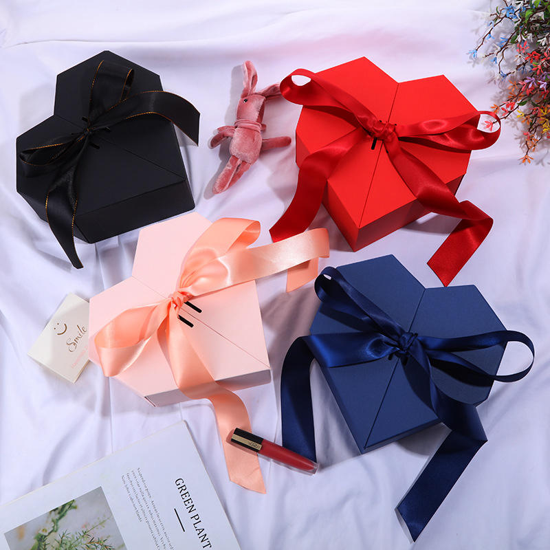 Gift box with bow custom color luxury packaging