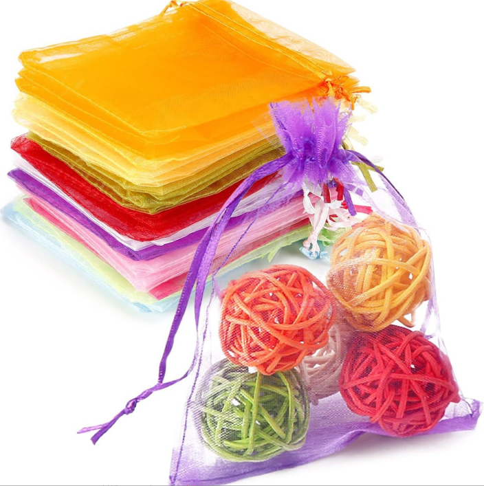 Solid color multi-size hand-held drawstring pocket transparent sachet straw bag cosmetic storage box