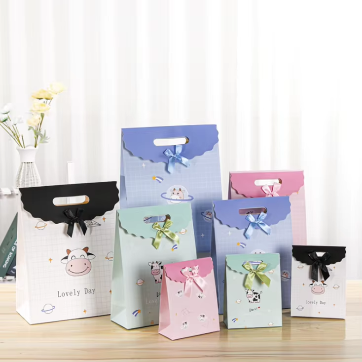 Floral Gift Bag with Ribbon Handle