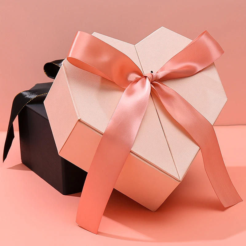 Gift box with bow custom color luxury packaging