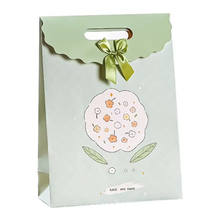 Floral Gift Bag with Ribbon Handle