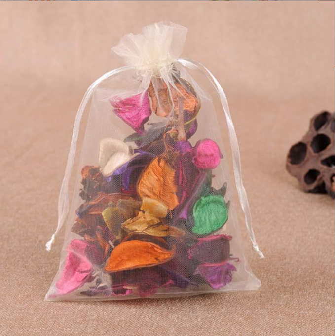 Solid color multi-size hand-held drawstring pocket transparent sachet straw bag cosmetic storage box
