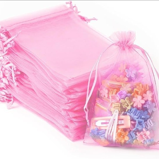 Solid color multi-size hand-held drawstring pocket transparent sachet straw bag cosmetic storage box