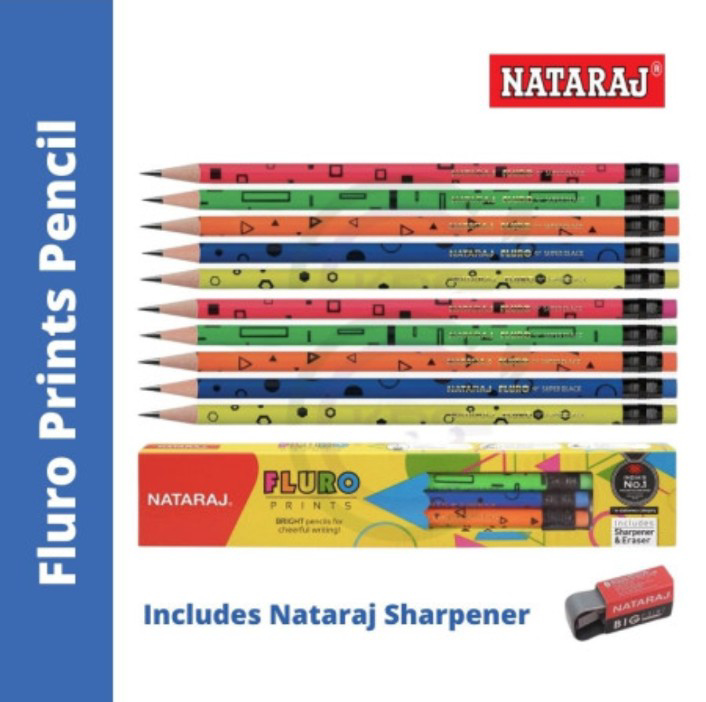 Nataraj Fluro Prints Pencil Set