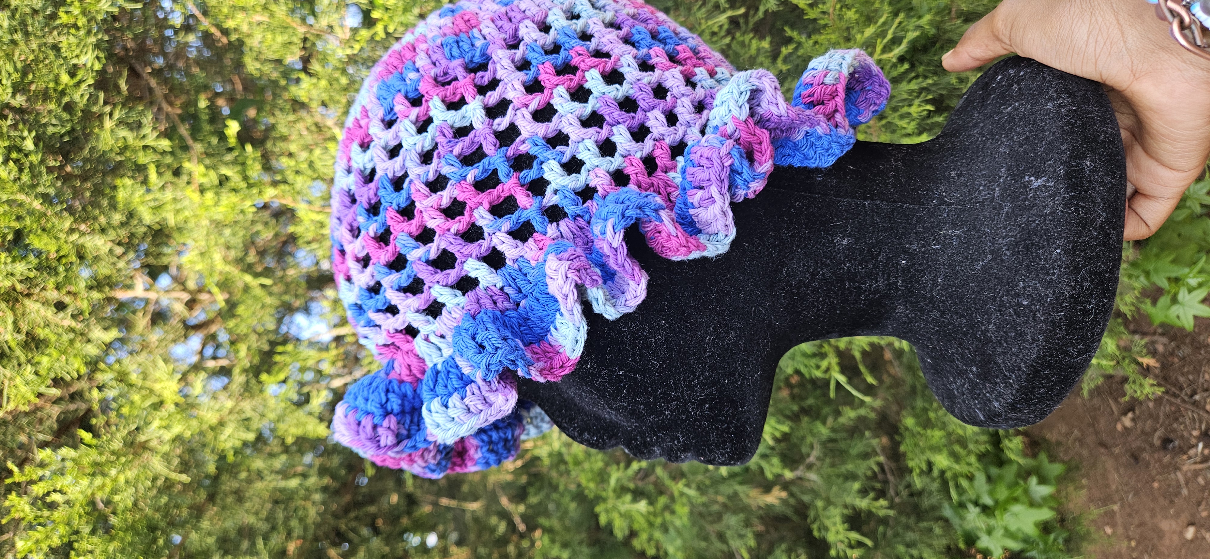 Wavy Ruffle Bucket Hat - Blue Purple Pink Multicolor 