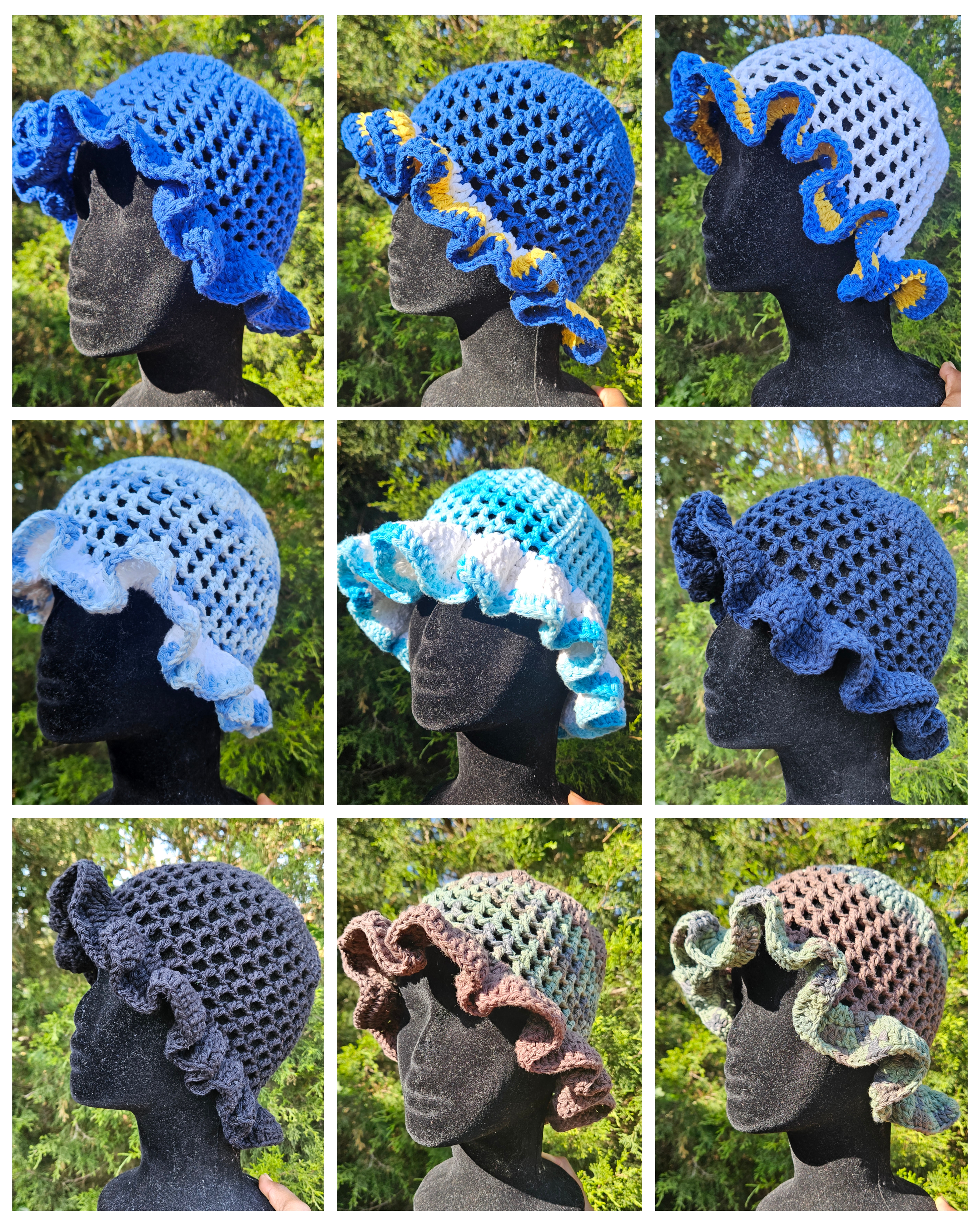 Wavy Ruffle Bucket Hat - Royal Blue