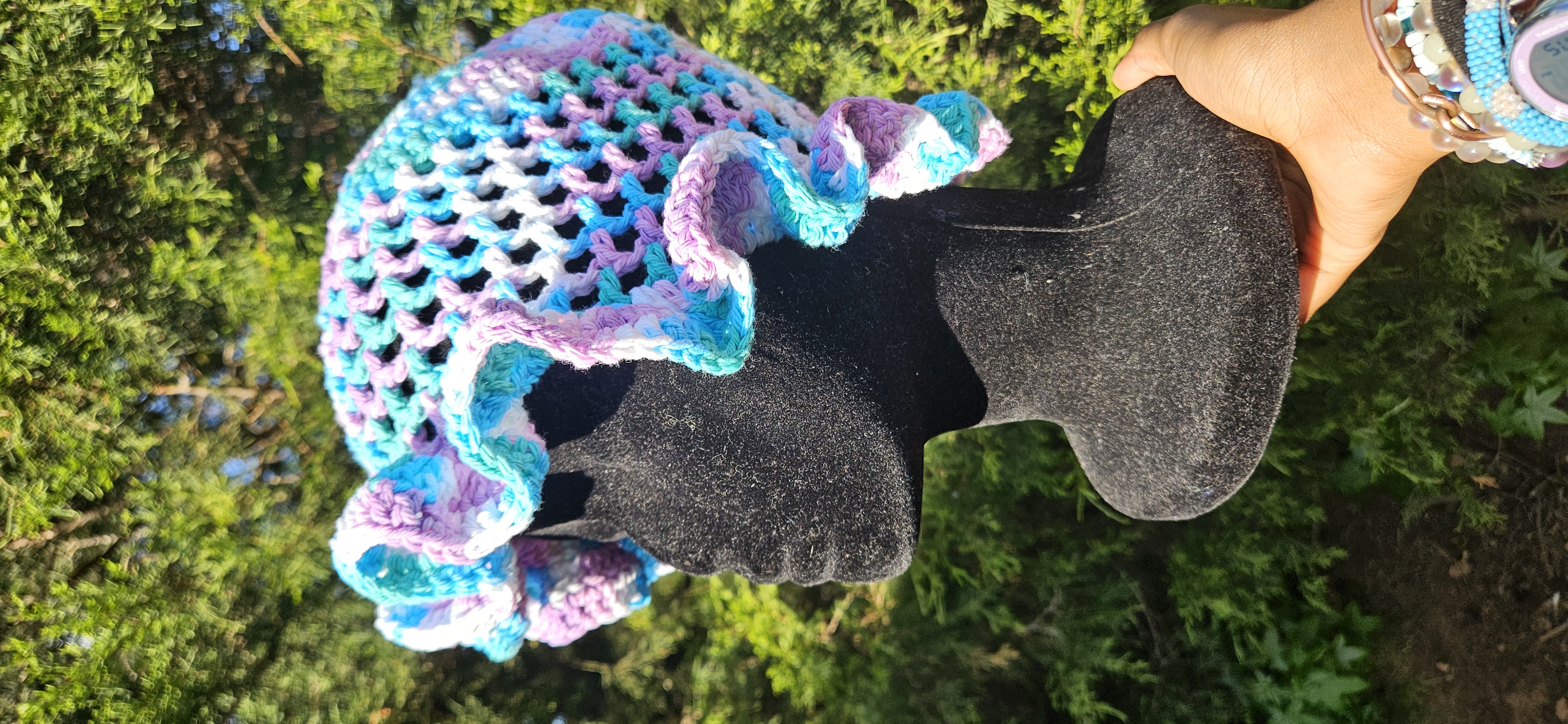 Wavy Ruffle Bucket Hat - Light Purple & Blue Multicolor