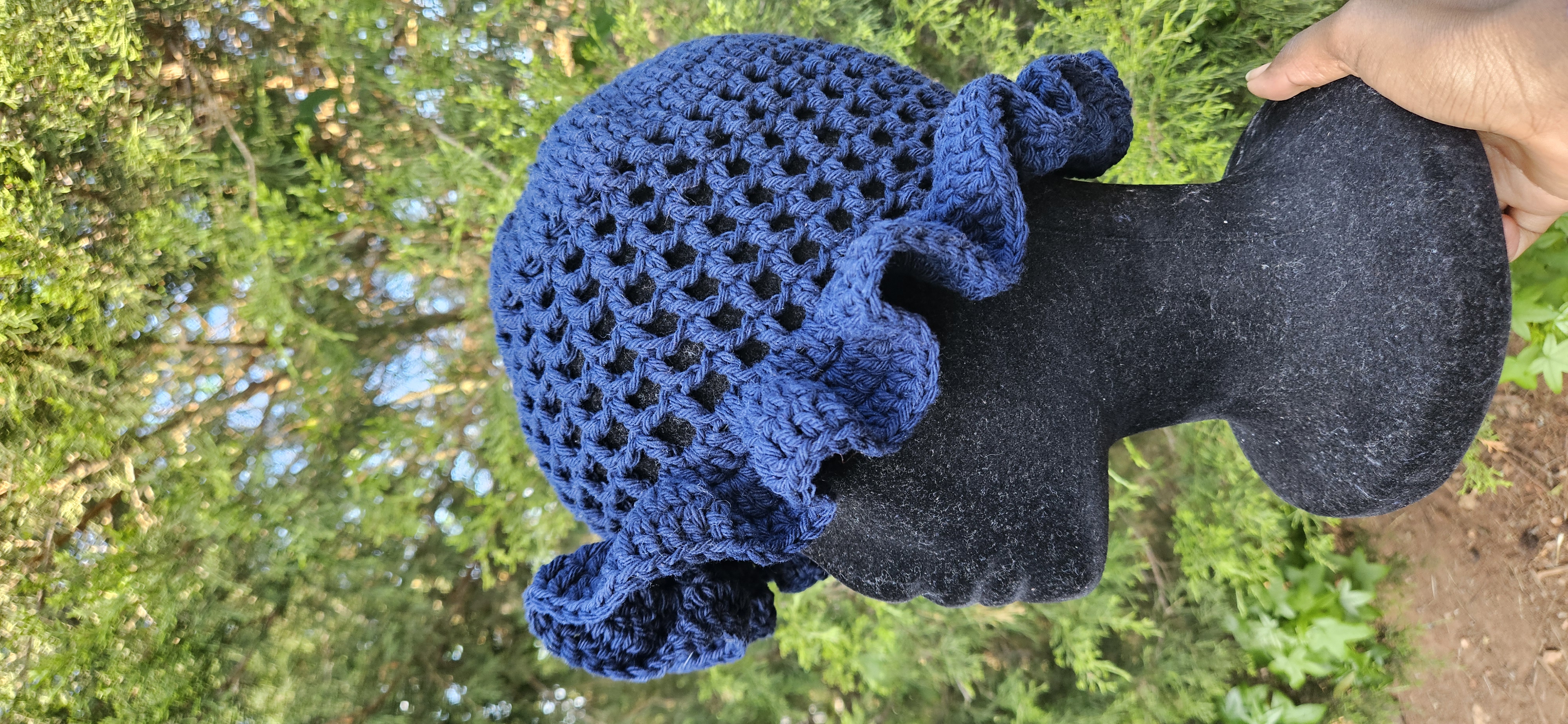 Wavy Ruffle Bucket Hat - Navy Blue