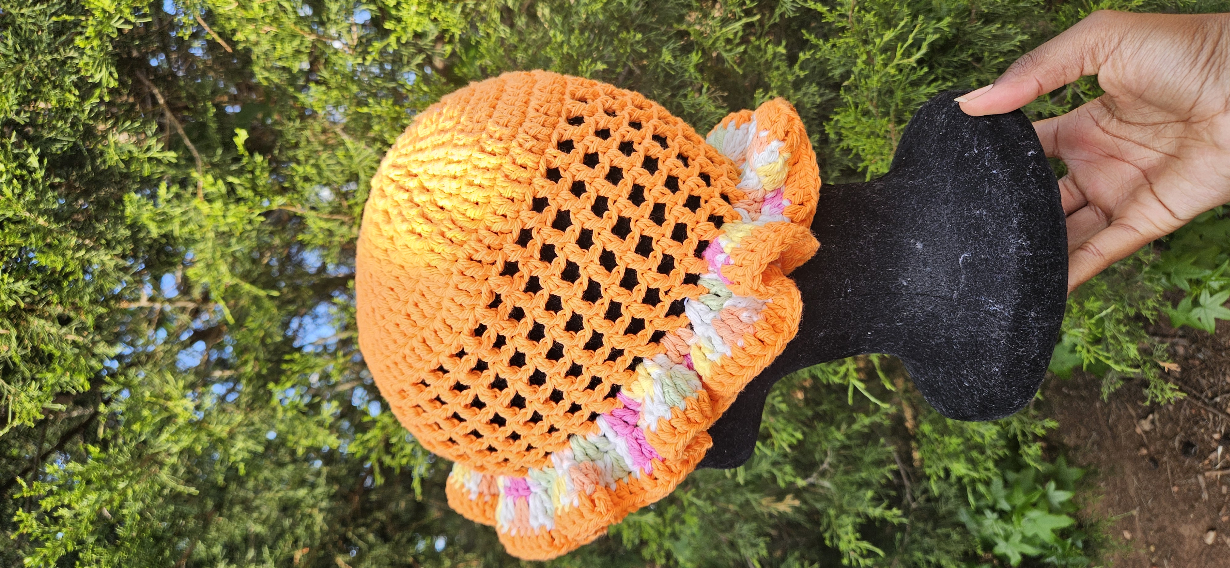 Wavy Ruffle Bucket Hat - Orange Multicolor