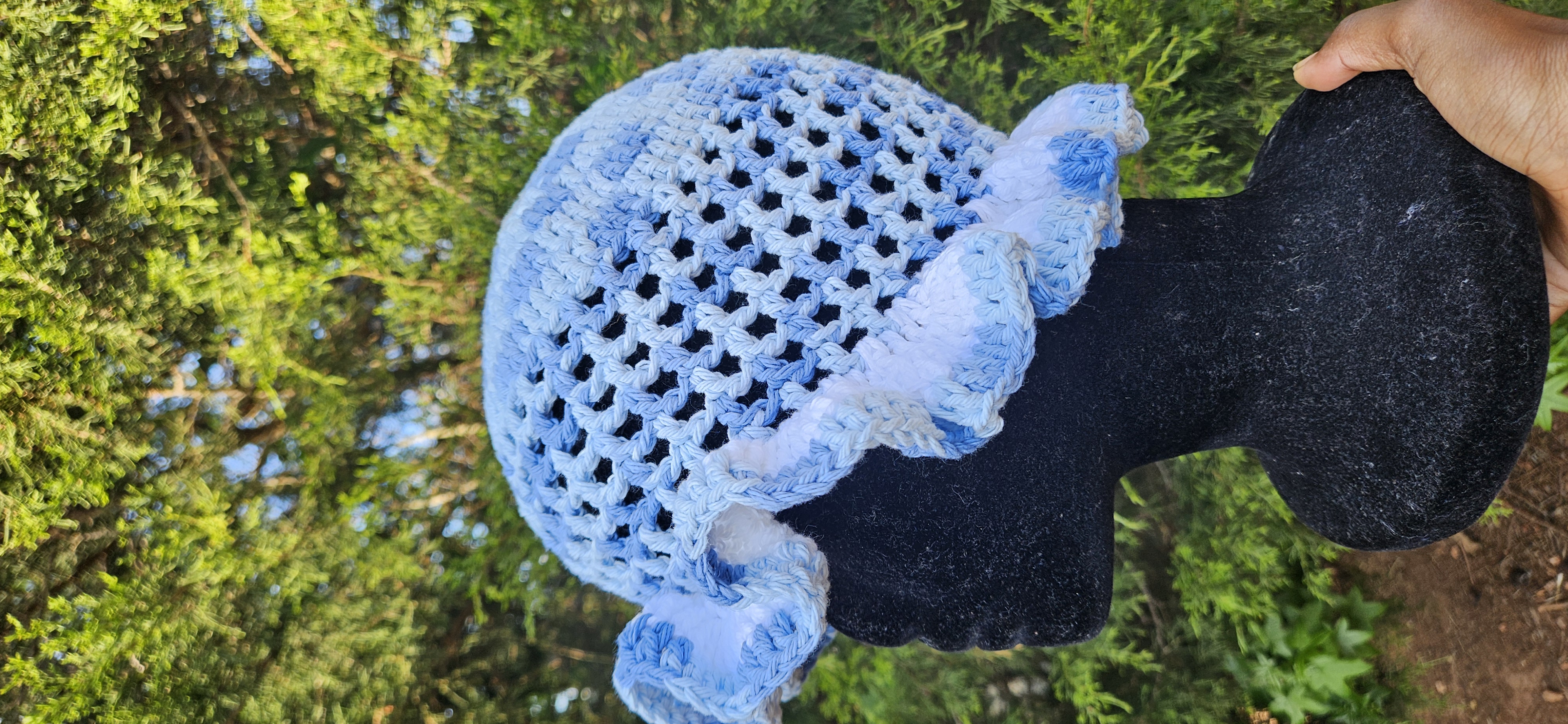 Wavy Ruffle Bucket Hat - Light Blue Multicolor