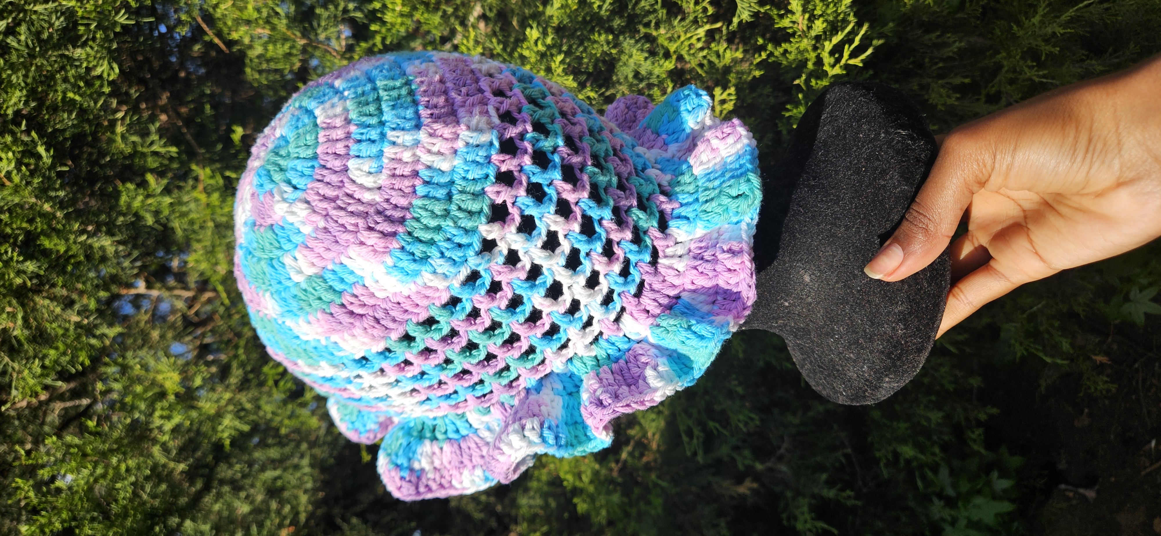 Wavy Ruffle Bucket Hat - Light Purple & Blue Multicolor