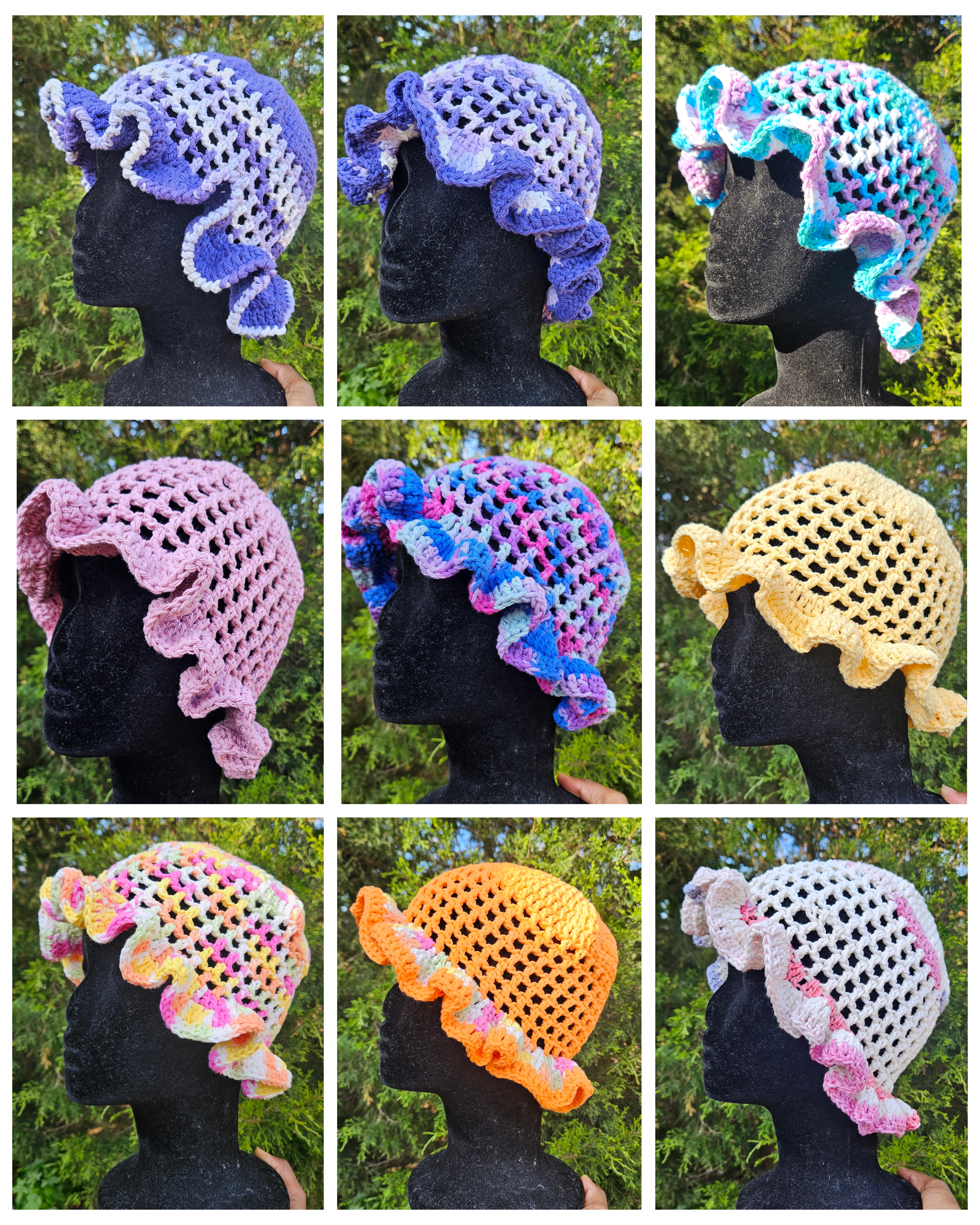 Wavy Ruffle Bucket Hat - Light Purple & Blue Multicolor