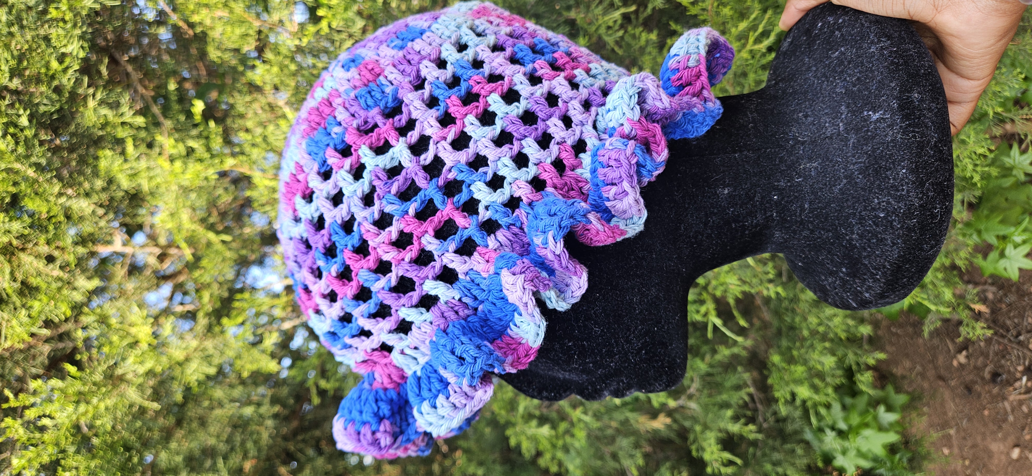 Wavy Ruffle Bucket Hat - Blue Purple Pink Multicolor 