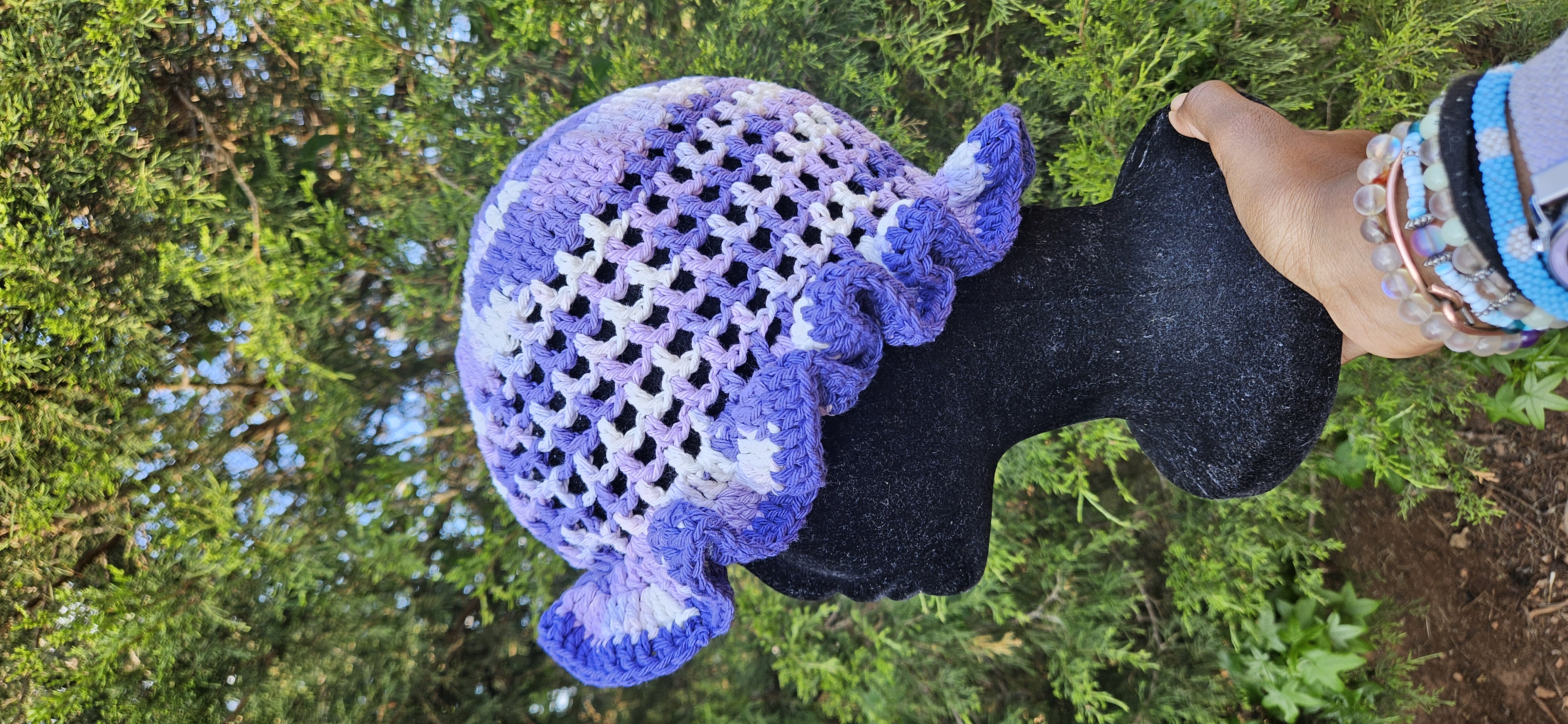 Wavy Ruffle Bucket Hat - Purple Multicolor 1