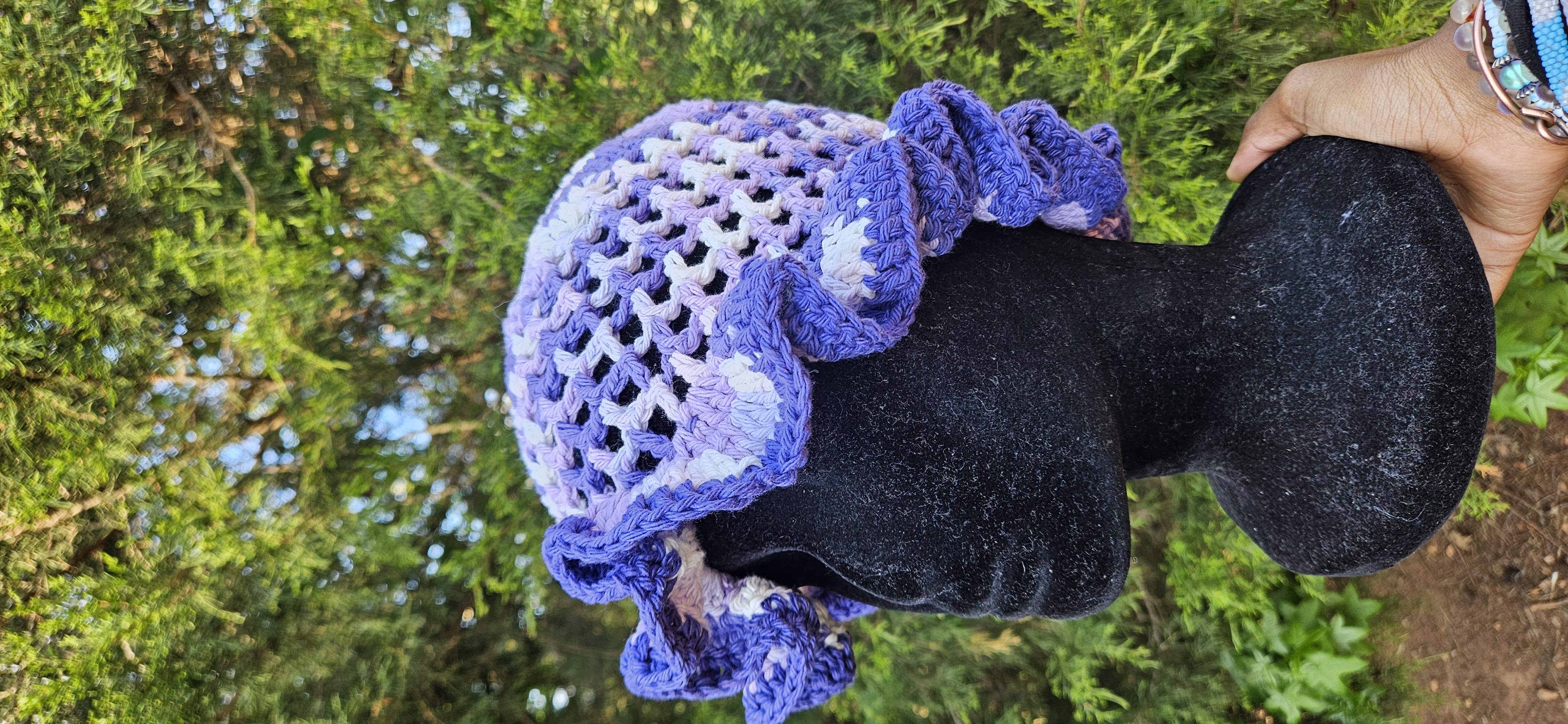 Wavy Ruffle Bucket Hat - Purple Multicolor 1