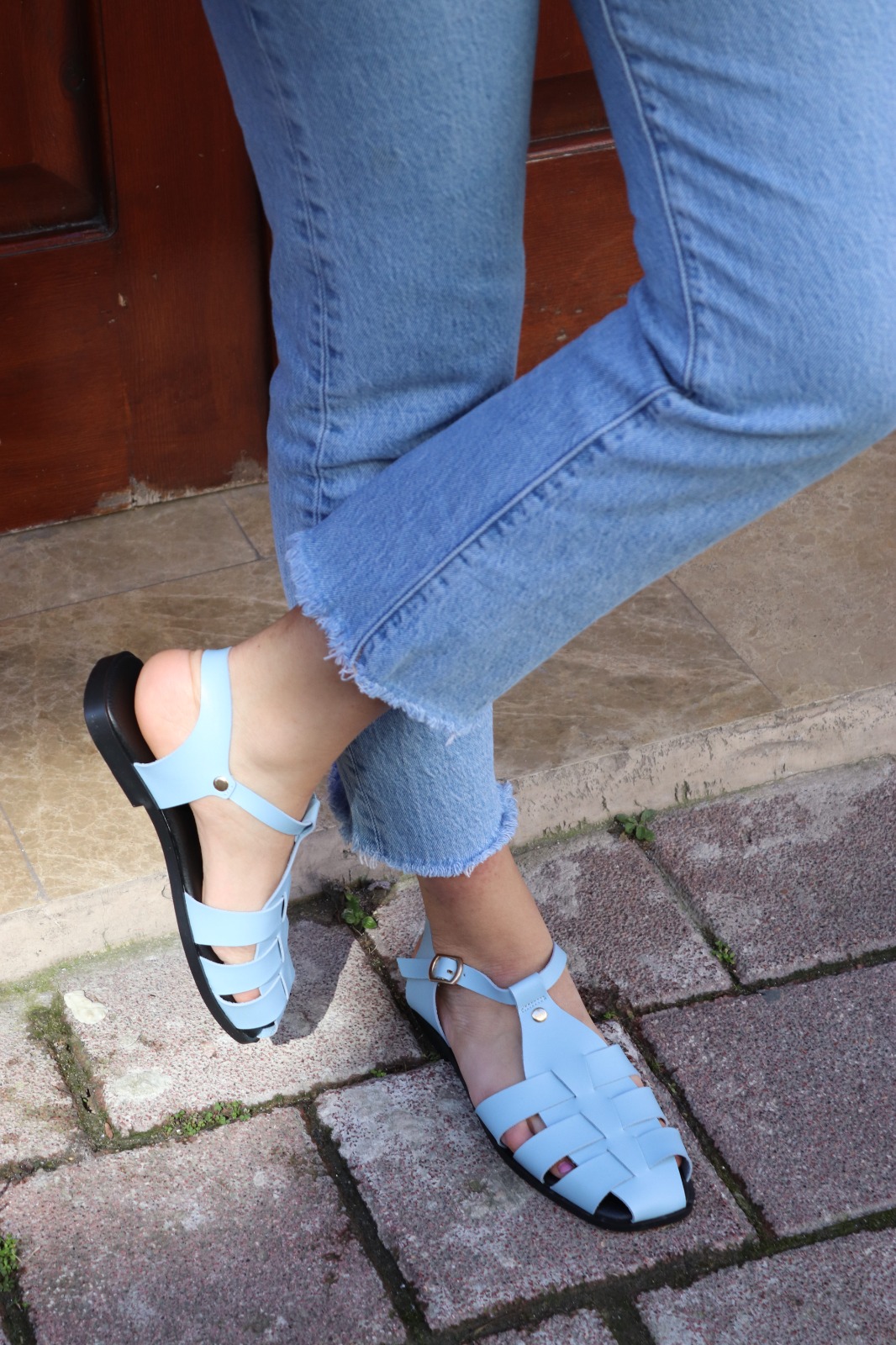 Kadın Günlük Sandalet – Rahat Taban Düz Kafes model