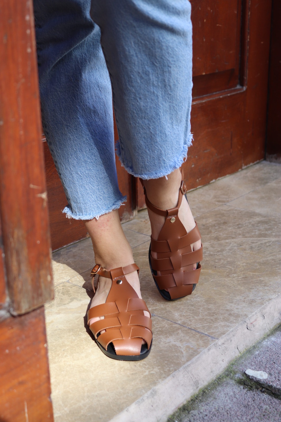  Kadın Günlük Sandalet – Rahat Taban Düz Kafes model