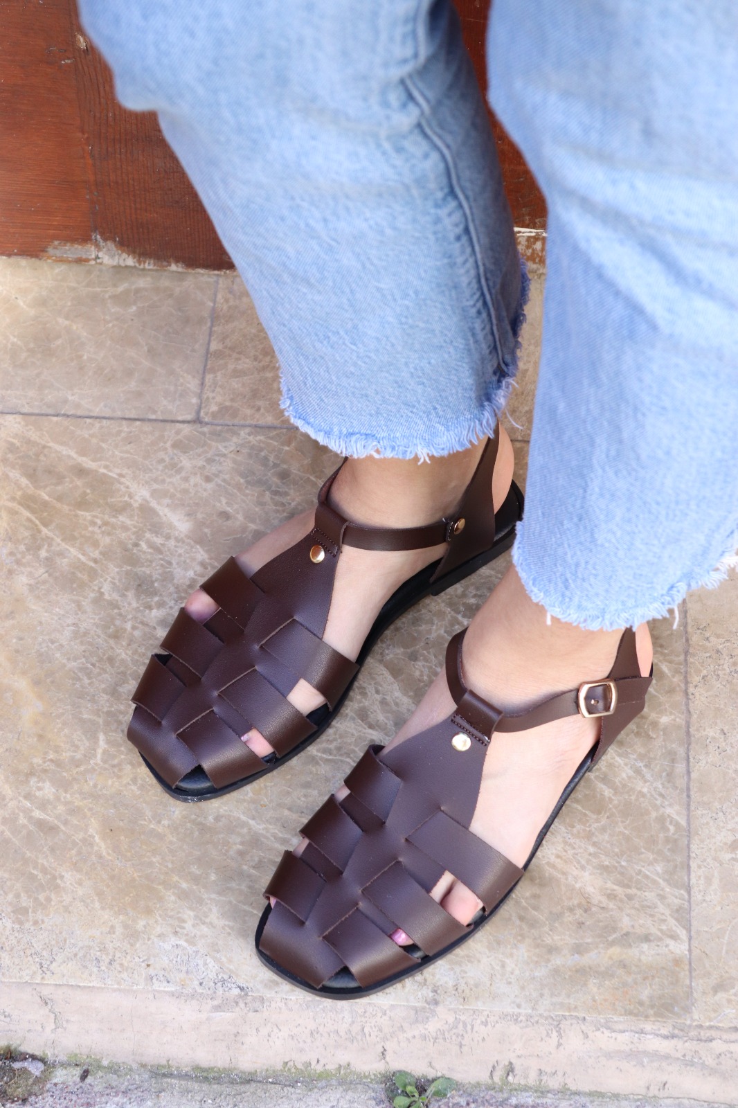 Kadın Günlük Sandalet – Rahat Taban Düz Kafes model