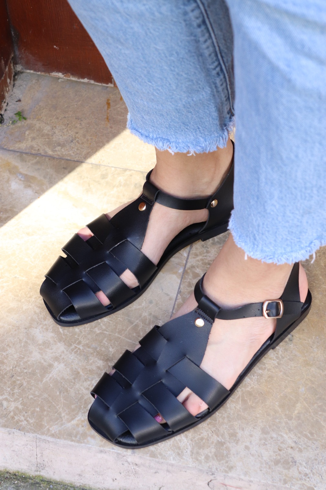 Kadın Günlük Sandalet – Rahat Taban Düz Kafes model