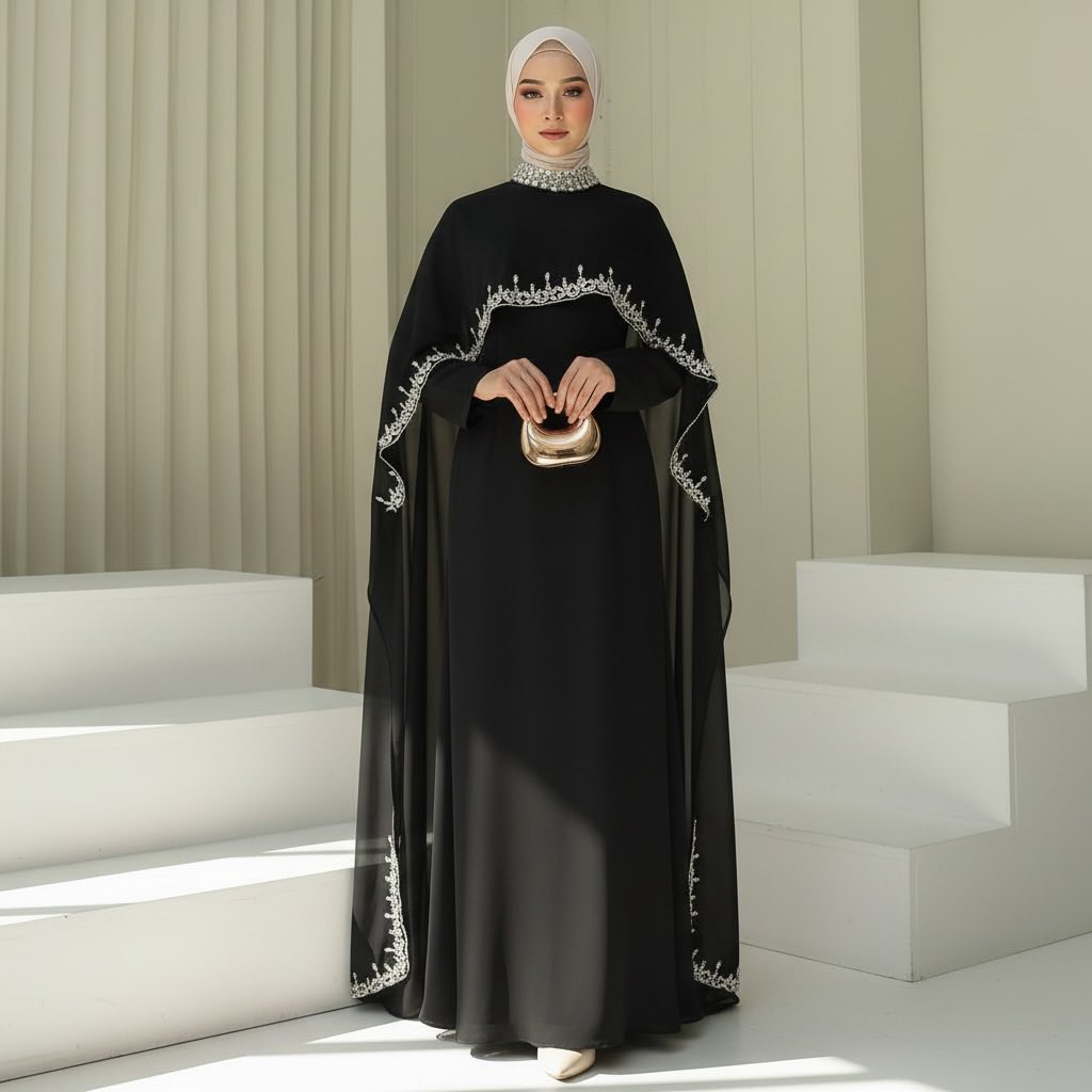 Luxury Stone Work Dubai Cherry Abaya Set