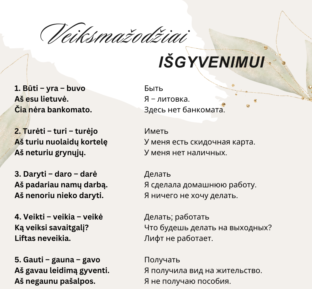 Глаголы для выживания в Литве