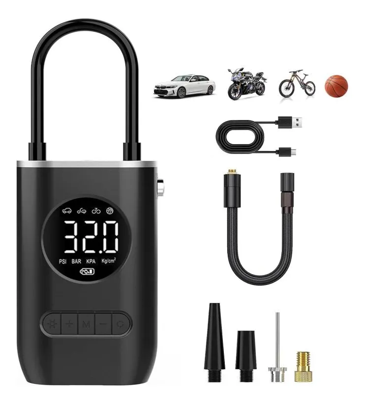 Compressor de Ar Portátil Blackone 150psi Digital Led Carro Moto Bicicleta