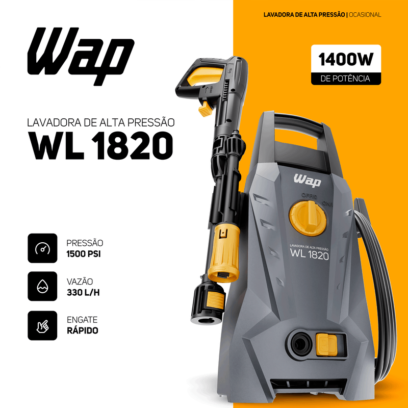 Lavadora de Alta Pressão 1400W 1500PSI WAP WL 1820 bivolt automático