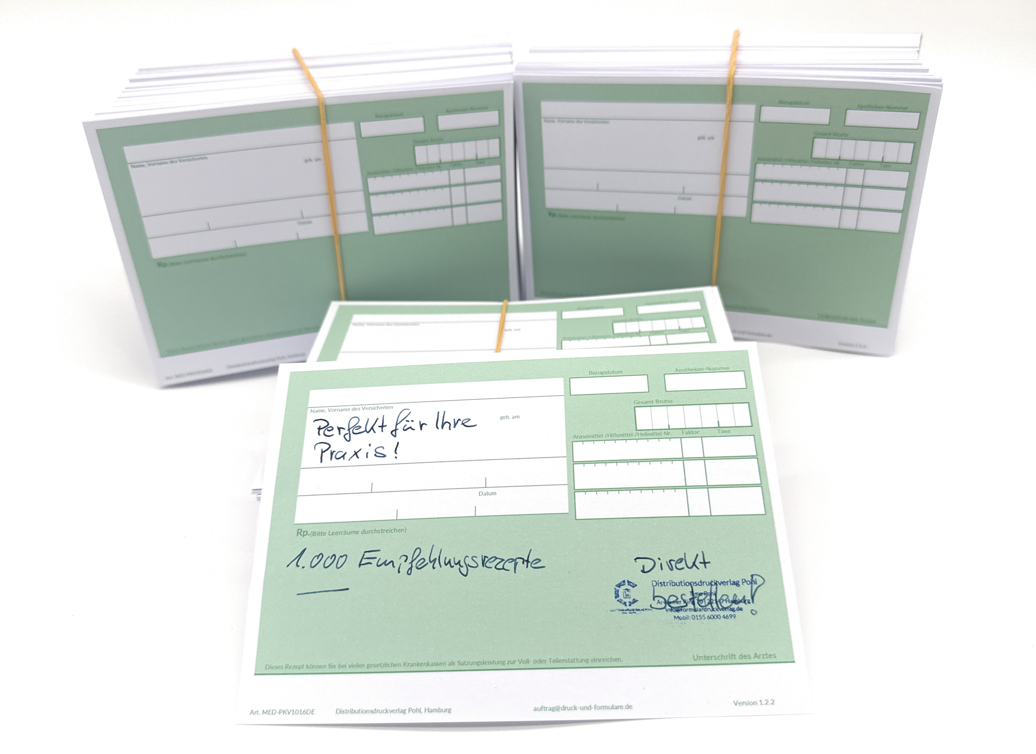 500 Stück Empfehlungsrezept Grün DIN A6 – klassischer Rezeptvordruck für Ärzte, Heilpraktiker & Praxen